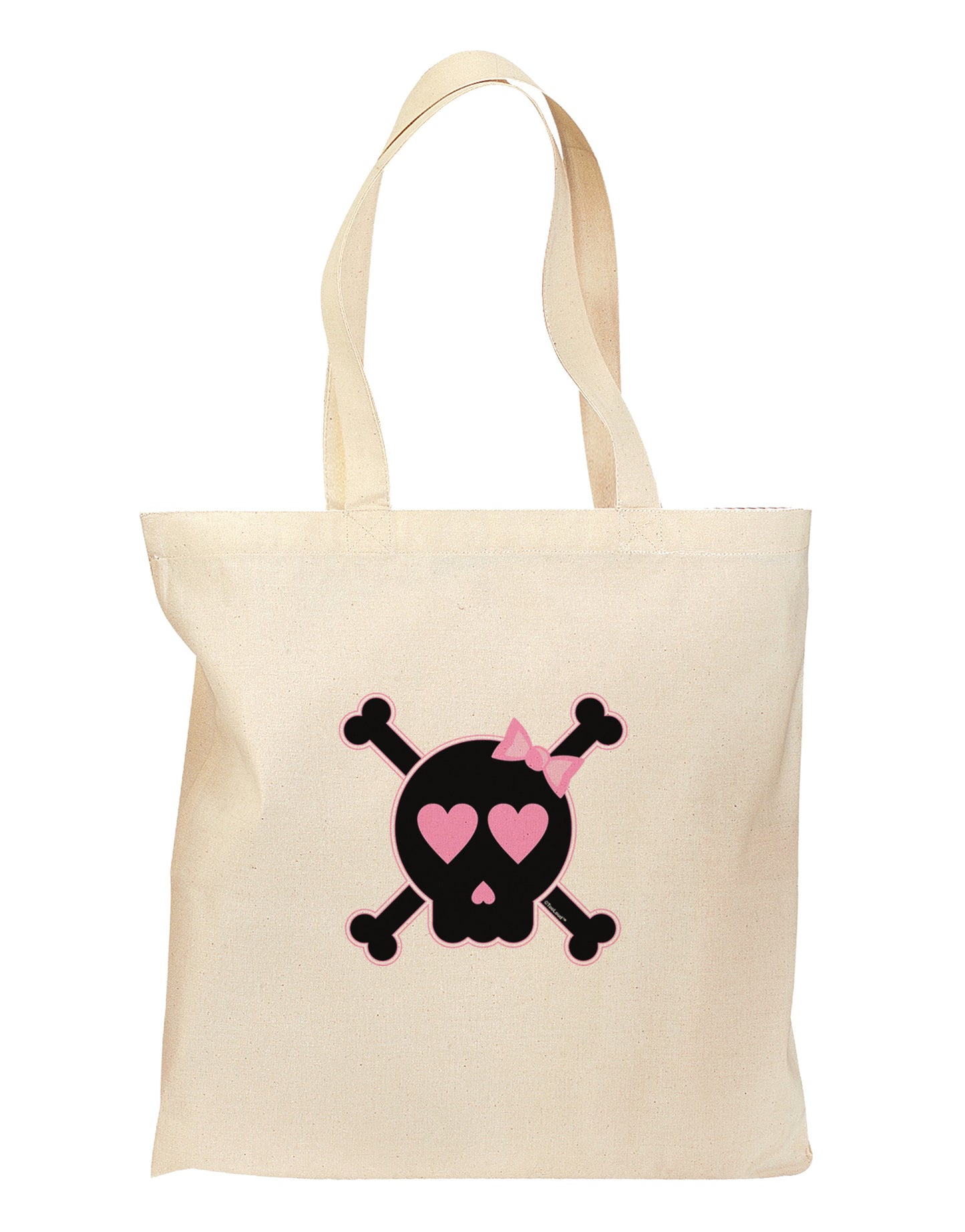 Pink and Black Crossbones Girl Grocery Tote Bag-Grocery Tote-TooLoud-Natural-Medium-Davson Sales