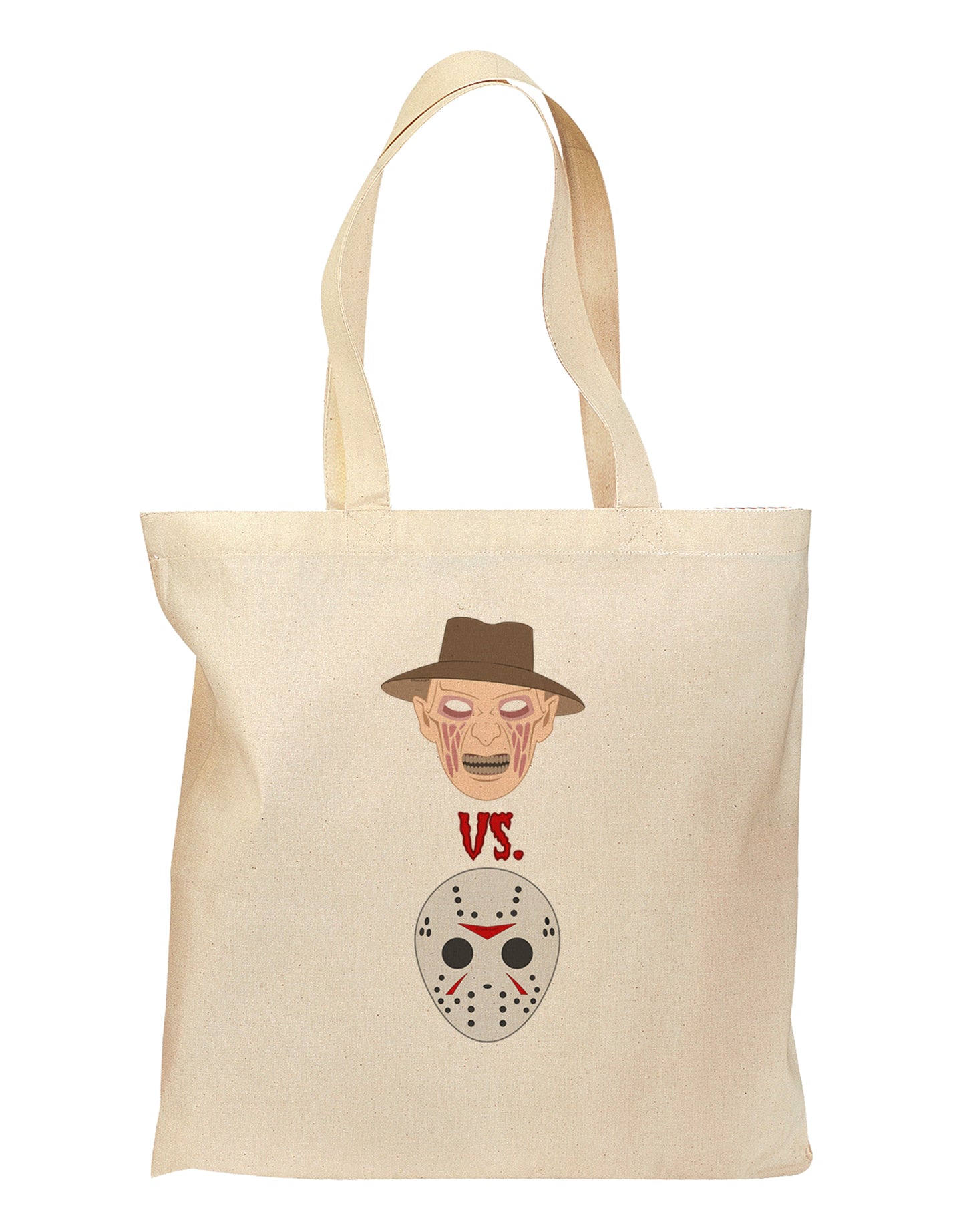 Scary Face Versus Scary Face - Halloween Grocery Tote Bag-Grocery Tote-TooLoud-Natural-Medium-Davson Sales