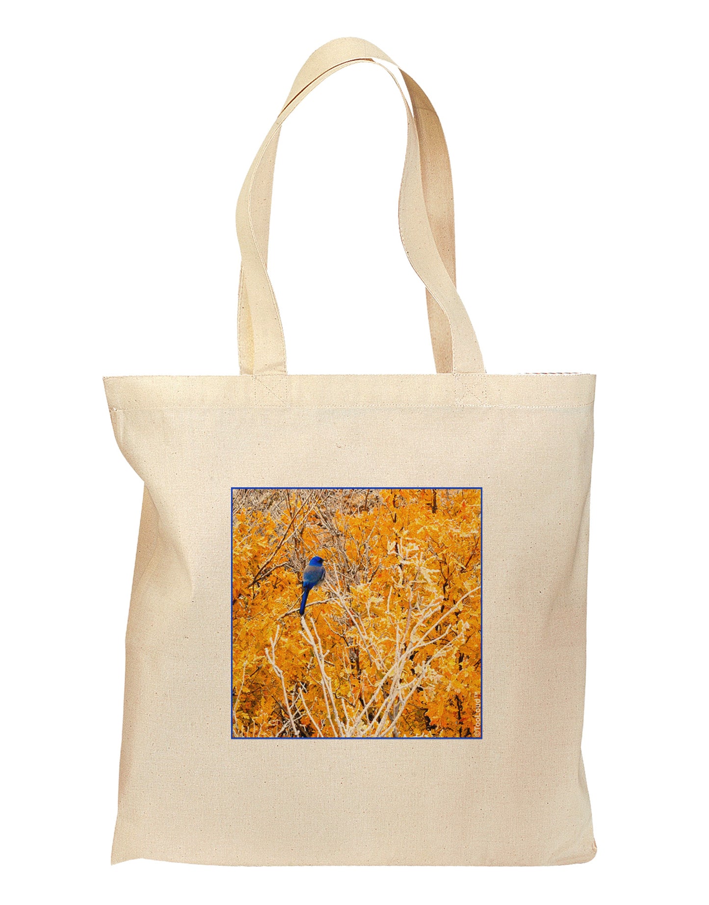 Blue Bird in Yellow Grocery Tote Bag-Grocery Tote-TooLoud-Natural-Medium-Davson Sales