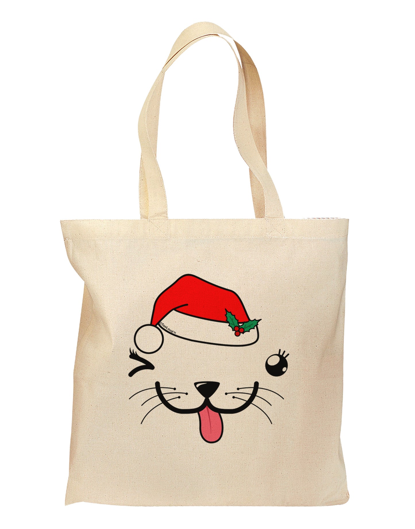 Kyu-T Face Puppina Santa Girl Dog Grocery Tote Bag-Grocery Tote-TooLoud-Natural-Medium-Davson Sales