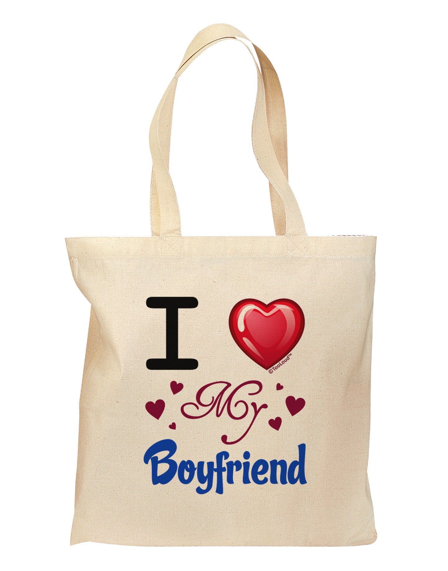 I Love Heart My Boyfriend Grocery Tote Bag-Grocery Tote-TooLoud-Natural-Medium-Davson Sales