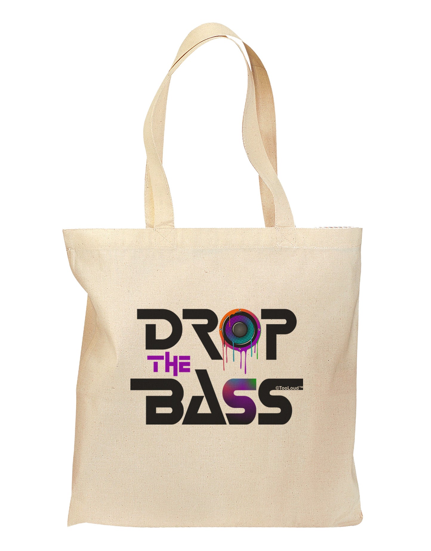 Drop The Bass - Drips Speaker Grocery Tote Bag-Grocery Tote-TooLoud-Natural-Medium-Davson Sales