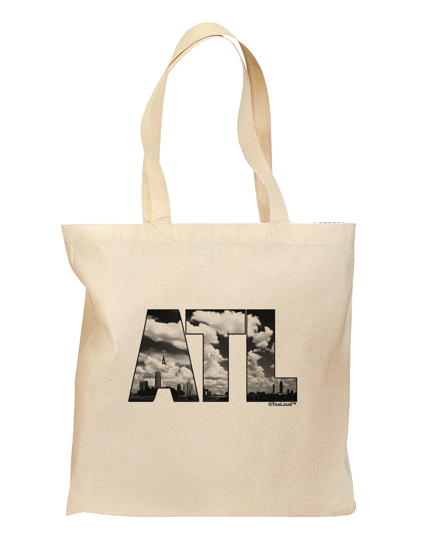 ATL Atlanta Text Grocery Tote Bag by TooLoud-Grocery Tote-TooLoud-Natural-Medium-Davson Sales