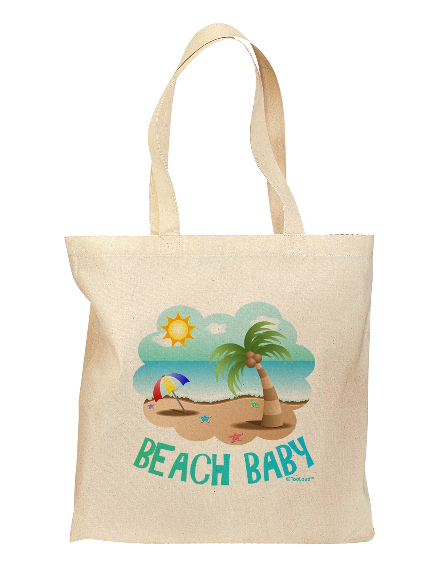 Fun Summer Beach Scene - Beach Baby Grocery Tote Bag by TooLoud-Grocery Tote-TooLoud-Natural-Medium-Davson Sales