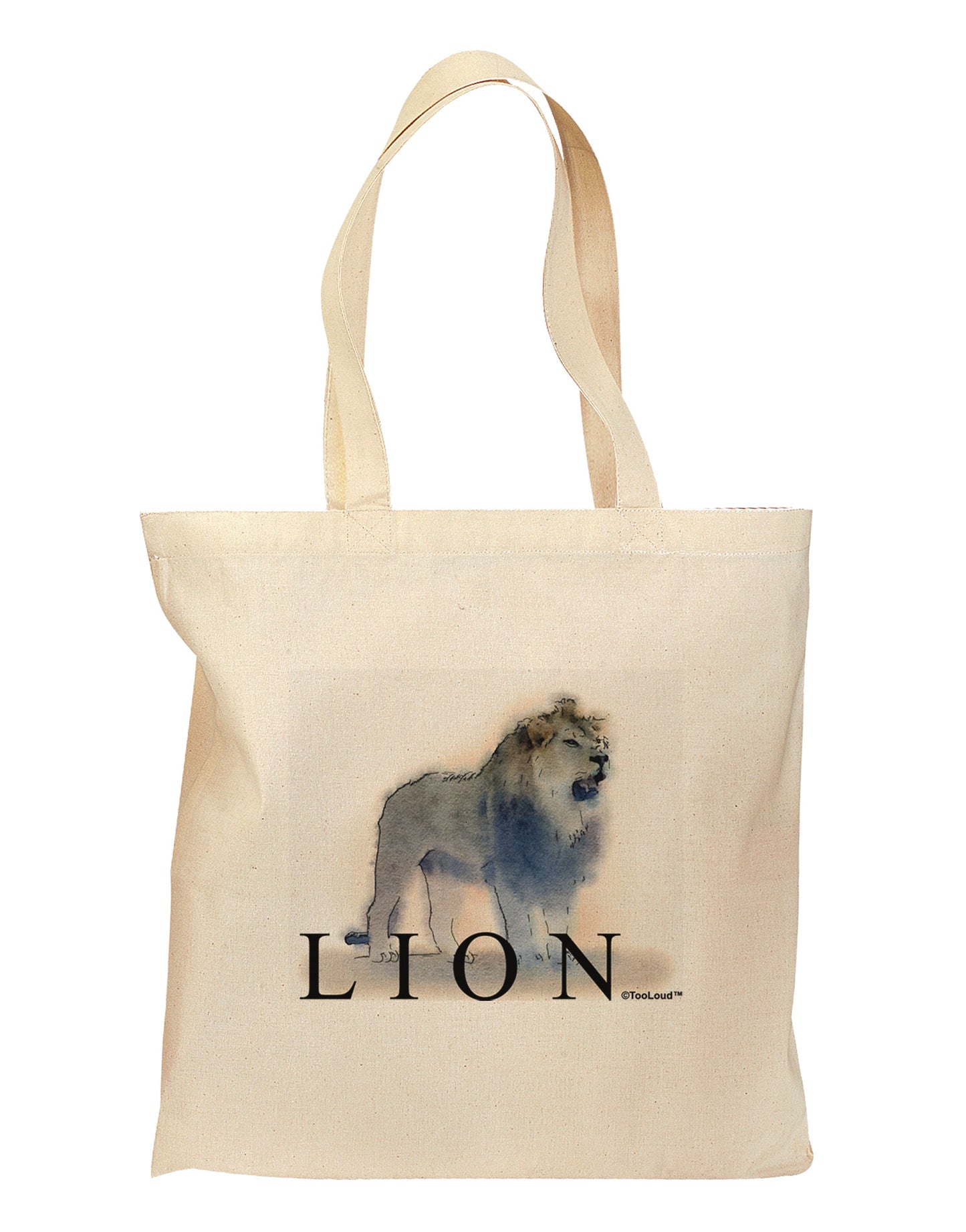 Lion Watercolor B Text Grocery Tote Bag-Grocery Tote-TooLoud-Natural-Medium-Davson Sales