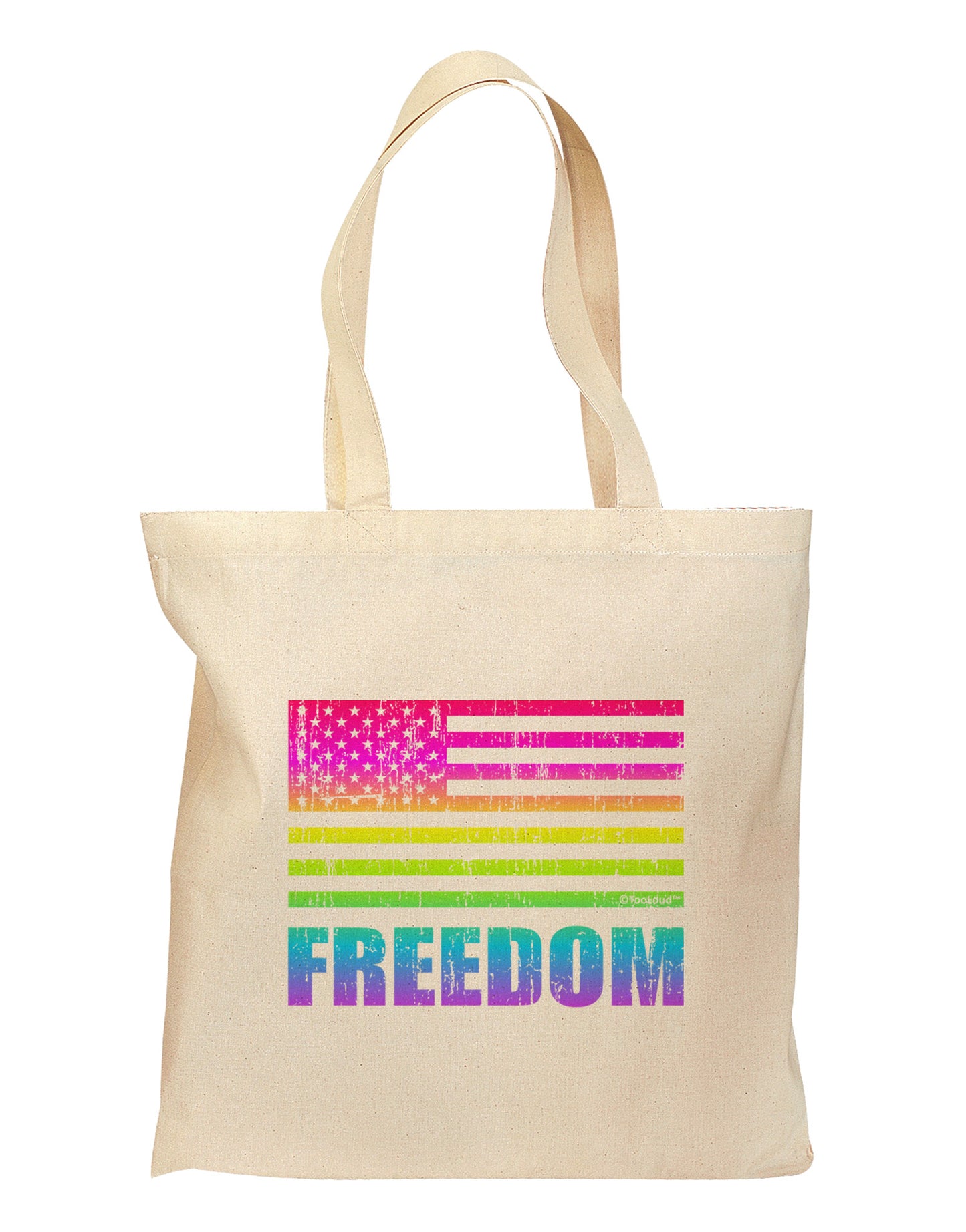 American Pride - Rainbow Flag - Freedom Grocery Tote Bag-Grocery Tote-TooLoud-Natural-Medium-Davson Sales