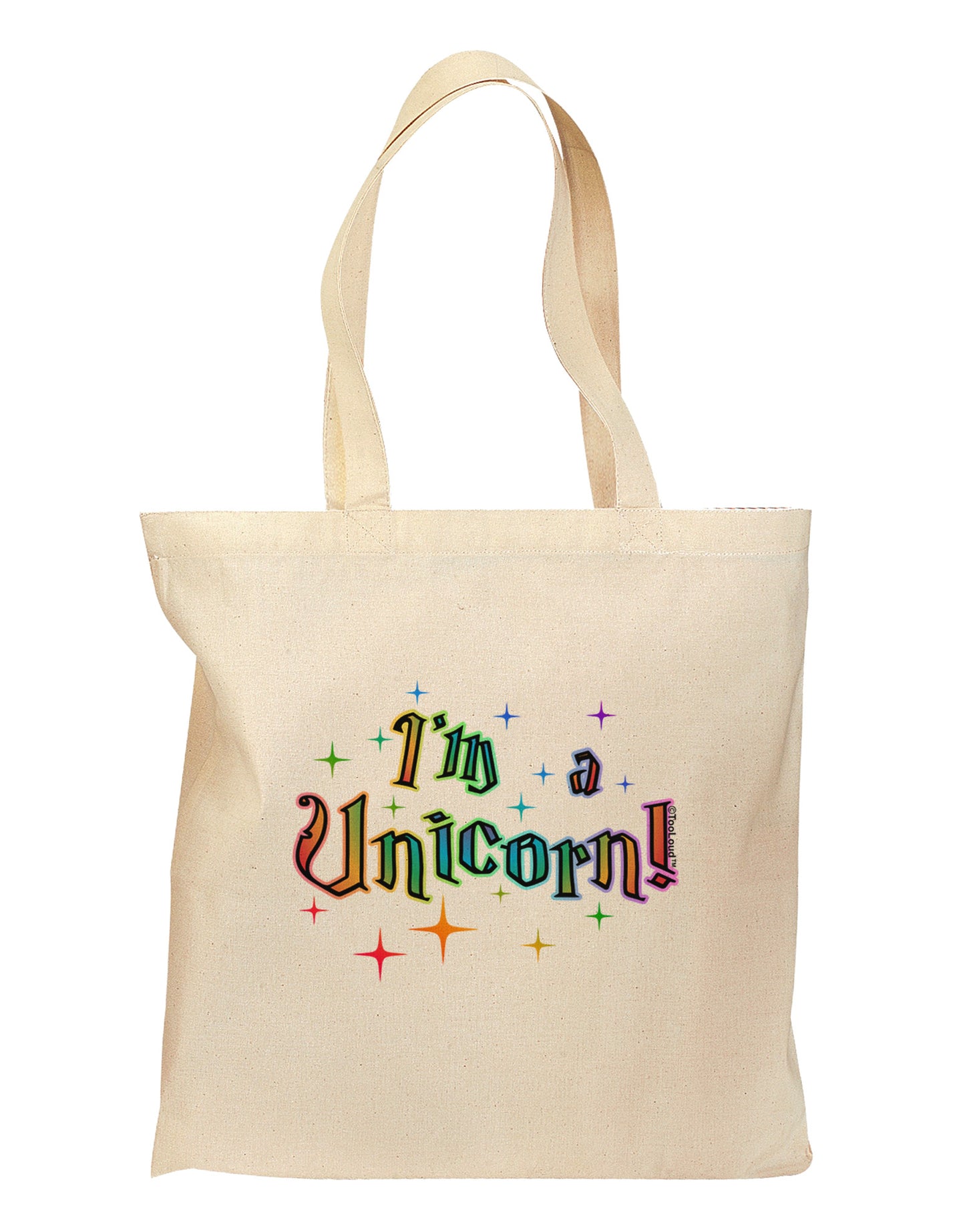 I'm a Unicorn Text Grocery Tote Bag-Grocery Tote-TooLoud-Natural-Medium-Davson Sales