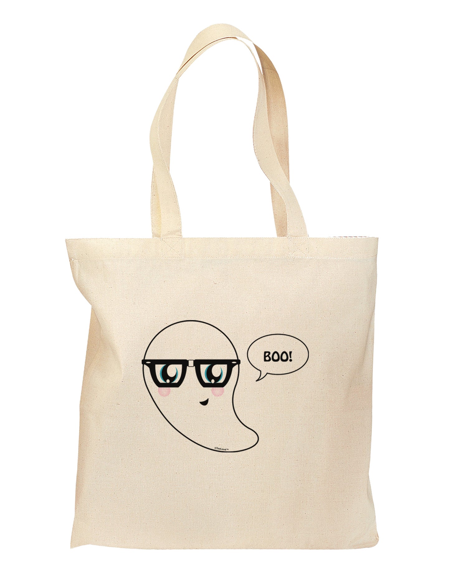 Cute Nerd Ghost Boo Halloween Grocery Tote Bag-Grocery Tote-TooLoud-Natural-Medium-Davson Sales