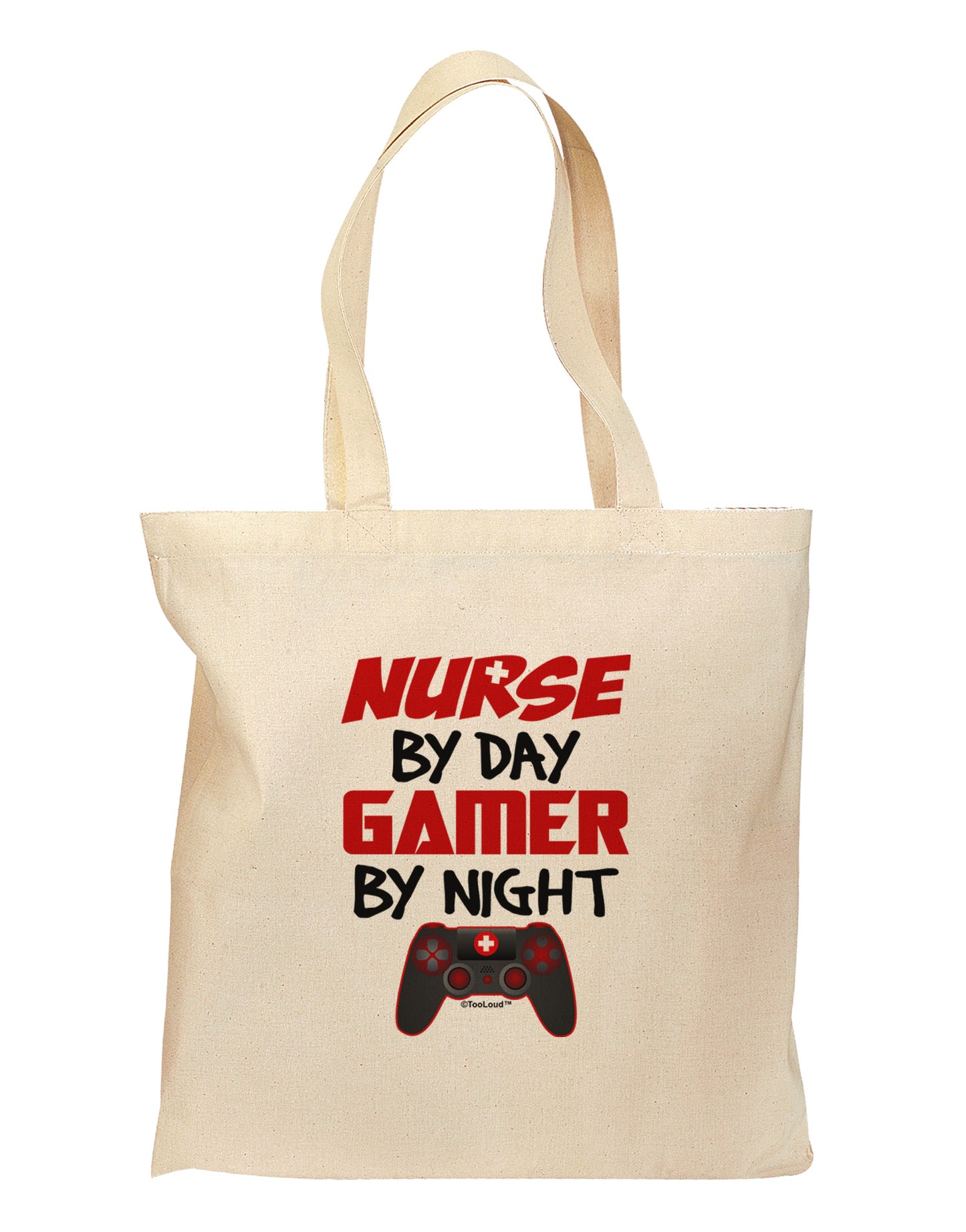 Nurse By Day Gamer By Night Grocery Tote Bag-Grocery Tote-TooLoud-Natural-Medium-Davson Sales