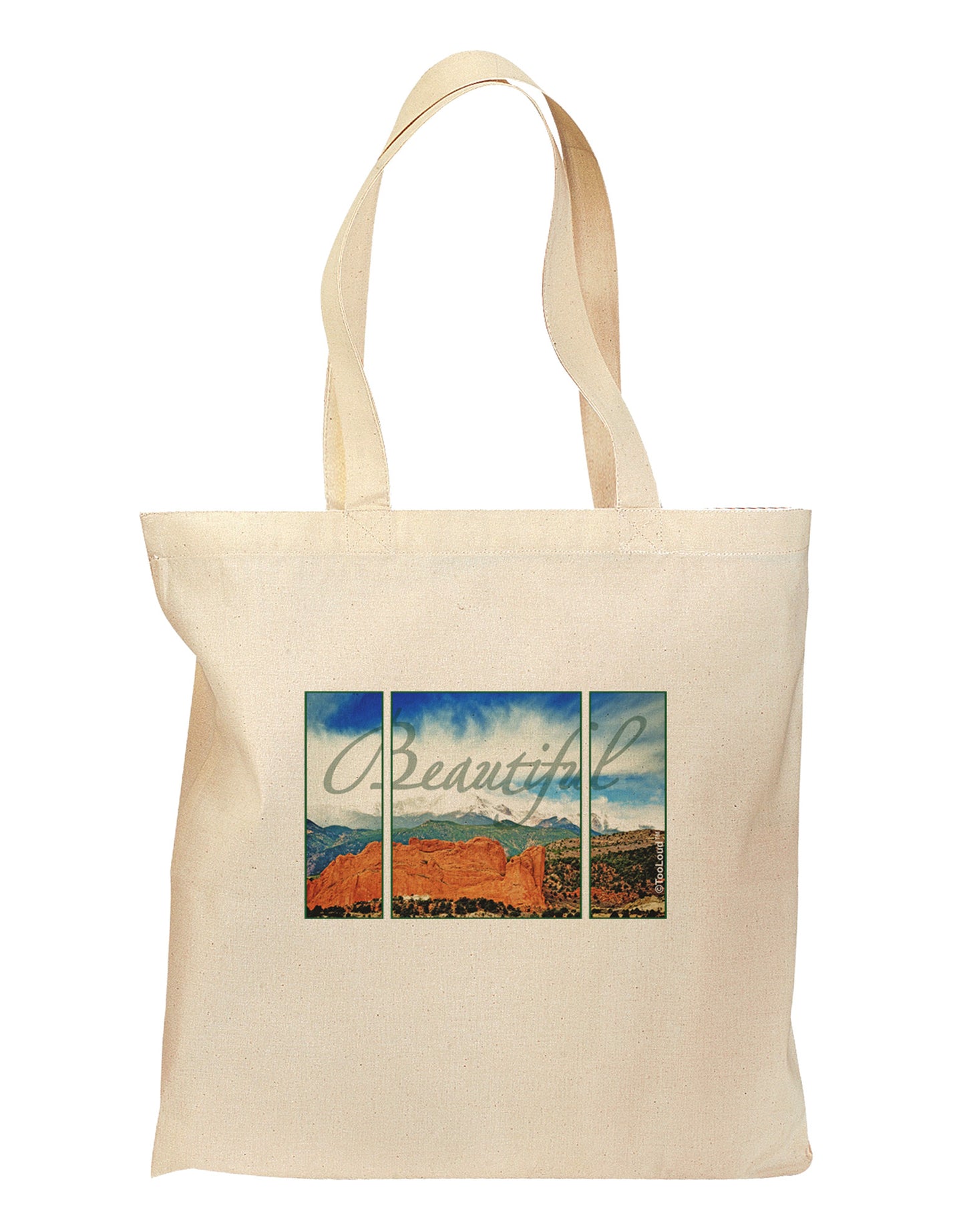 CO Beautiful View Text Grocery Tote Bag-Grocery Tote-TooLoud-Natural-Medium-Davson Sales