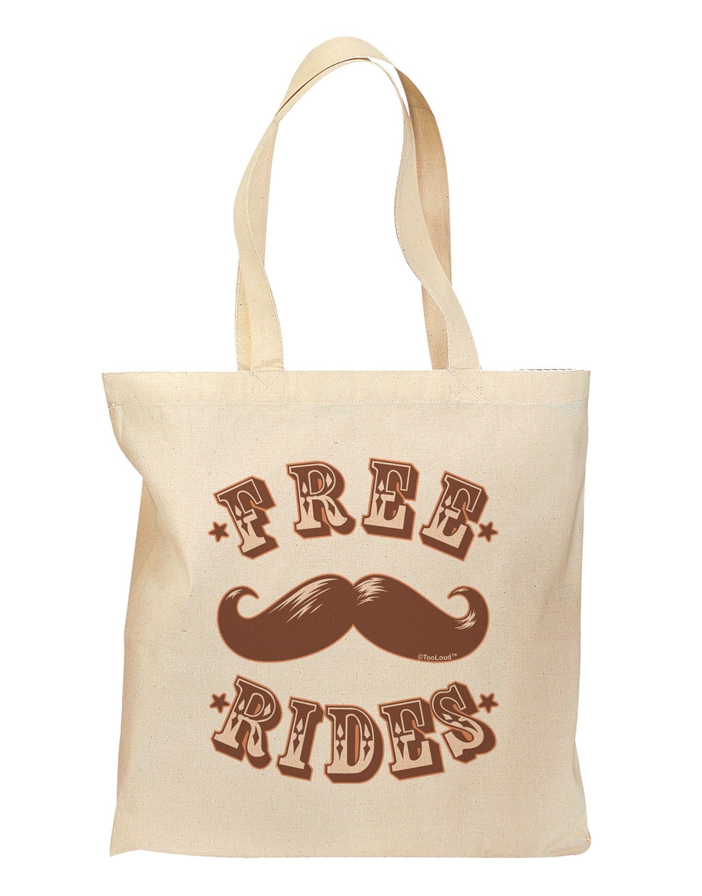 Free Mustache Rides Grocery Tote Bag-Grocery Tote-TooLoud-Natural-Medium-Davson Sales