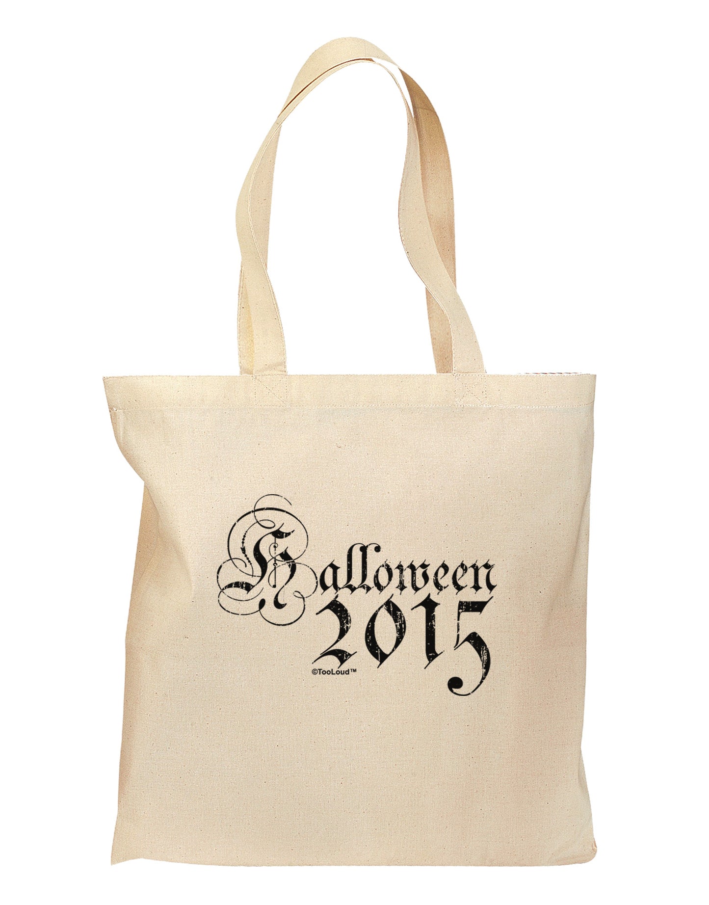 Halloween 2015 Script Distressed Grocery Tote Bag-Grocery Tote-TooLoud-Natural-Medium-Davson Sales