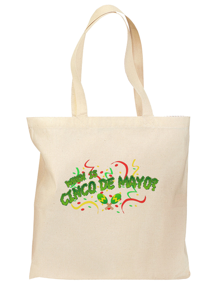 When is Cinco de Mayo? Grocery Tote Bag-Grocery Tote-TooLoud-Natural-Medium-Davson Sales