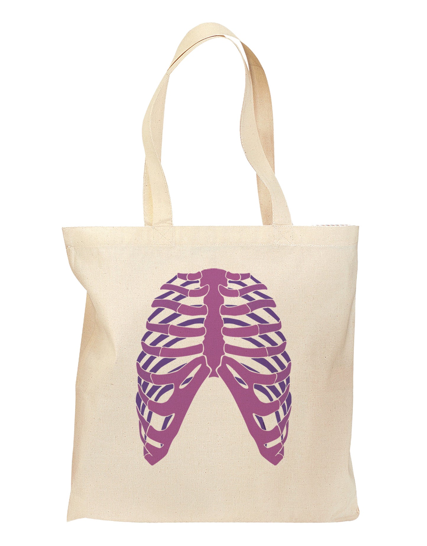 Human Purple Skeleton Bones Ribcage Grocery Tote Bag-Grocery Tote-TooLoud-Natural-Medium-Davson Sales