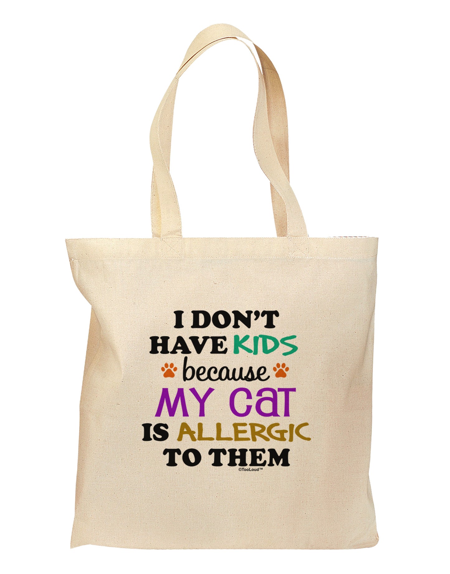 I Don't Have Kids - Cat Grocery Tote Bag-Grocery Tote-TooLoud-Natural-Medium-Davson Sales