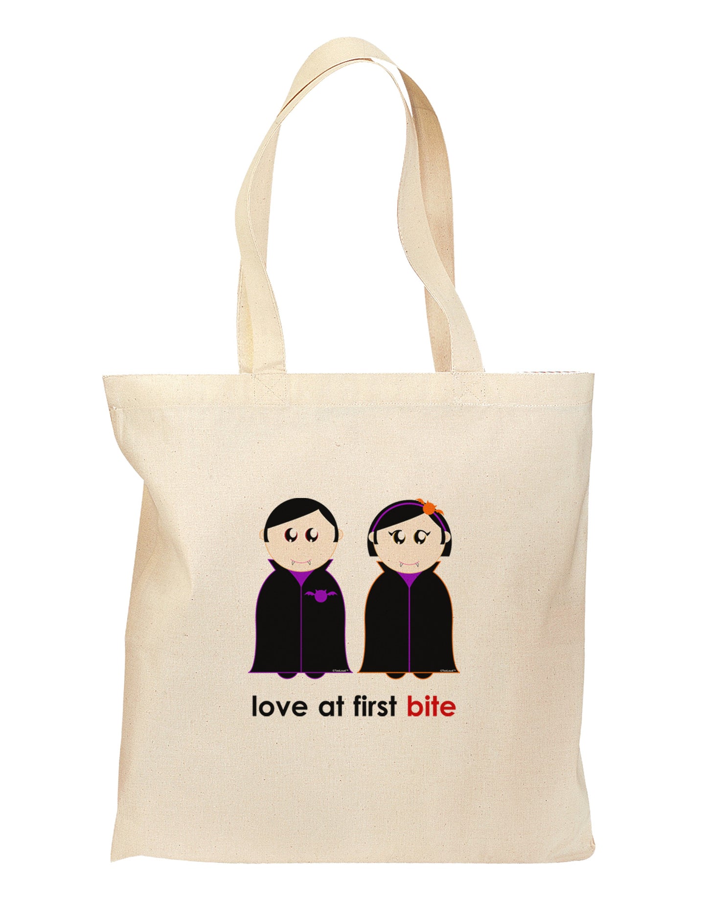 Love at First Bite Vampire Couple Halloween Grocery Tote Bag-Grocery Tote-TooLoud-Natural-Medium-Davson Sales
