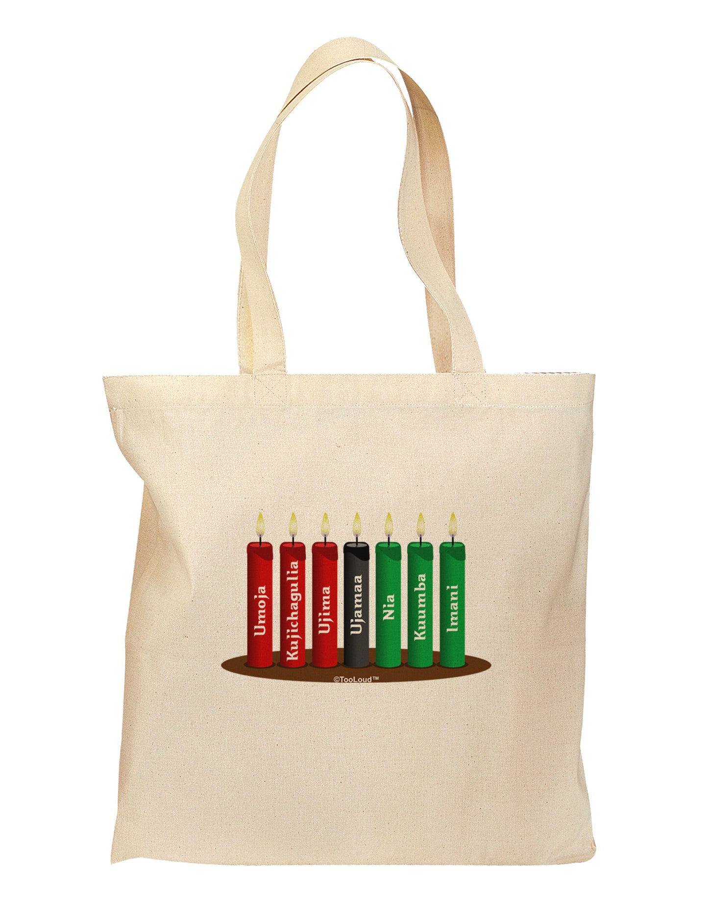 Kwanzaa Candles 7 Principles Grocery Tote Bag-Grocery Tote-TooLoud-Natural-Medium-Davson Sales