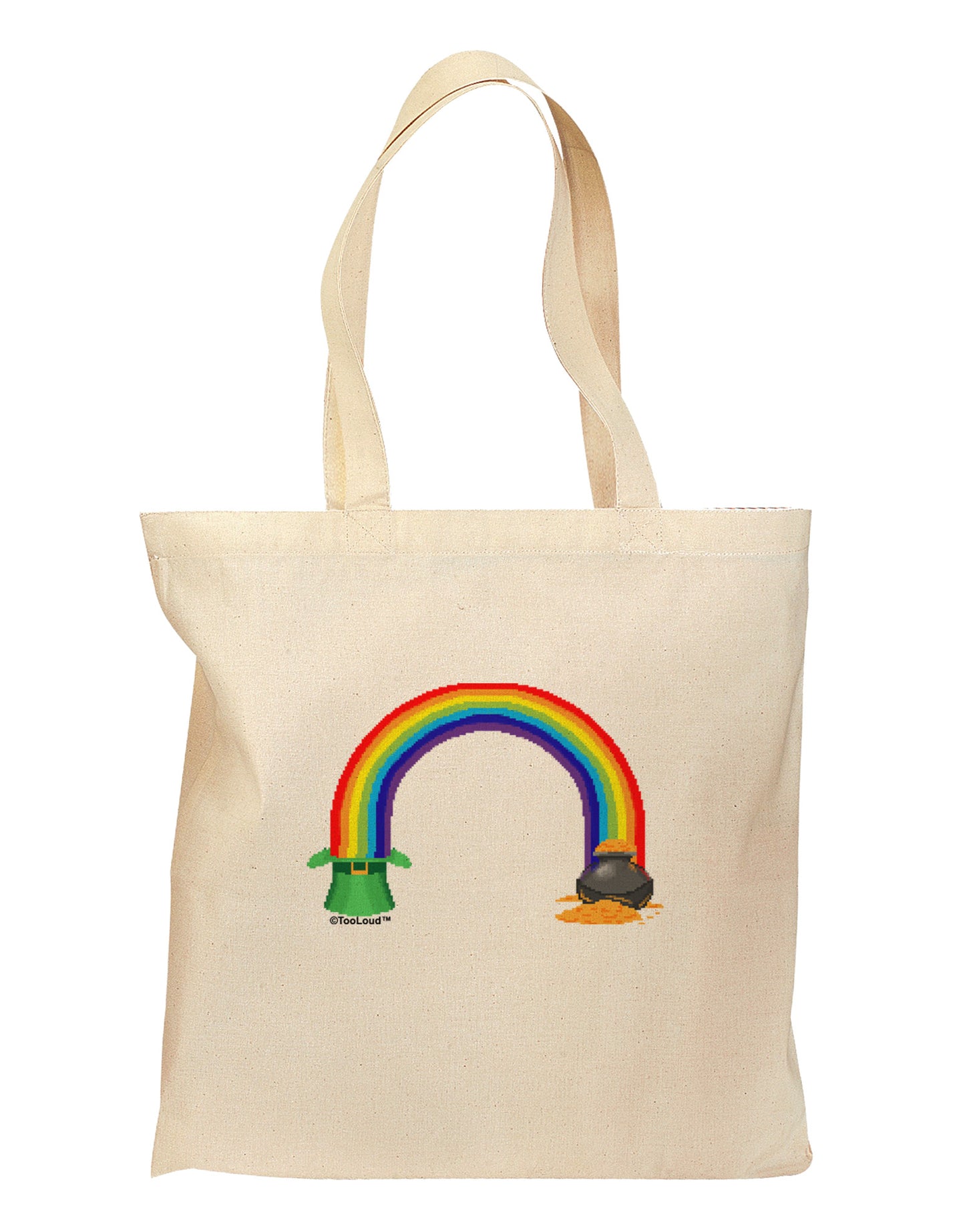 Pixel Pot of Gold Grocery Tote Bag-Grocery Tote-TooLoud-Natural-Medium-Davson Sales