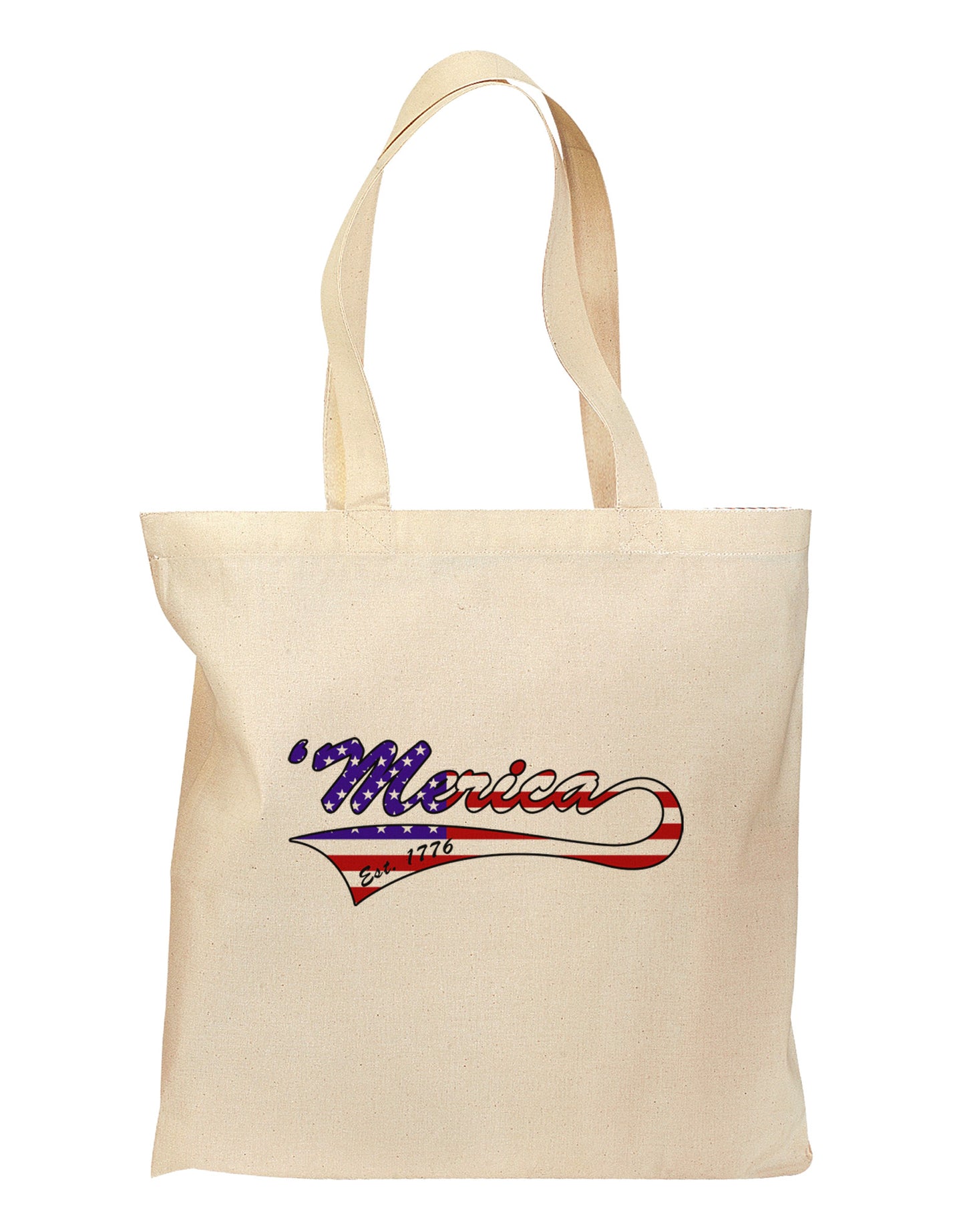 Merica Established 1776 - American Flag Style Grocery Tote Bag by TooLoud-Grocery Tote-TooLoud-Natural-Medium-Davson Sales