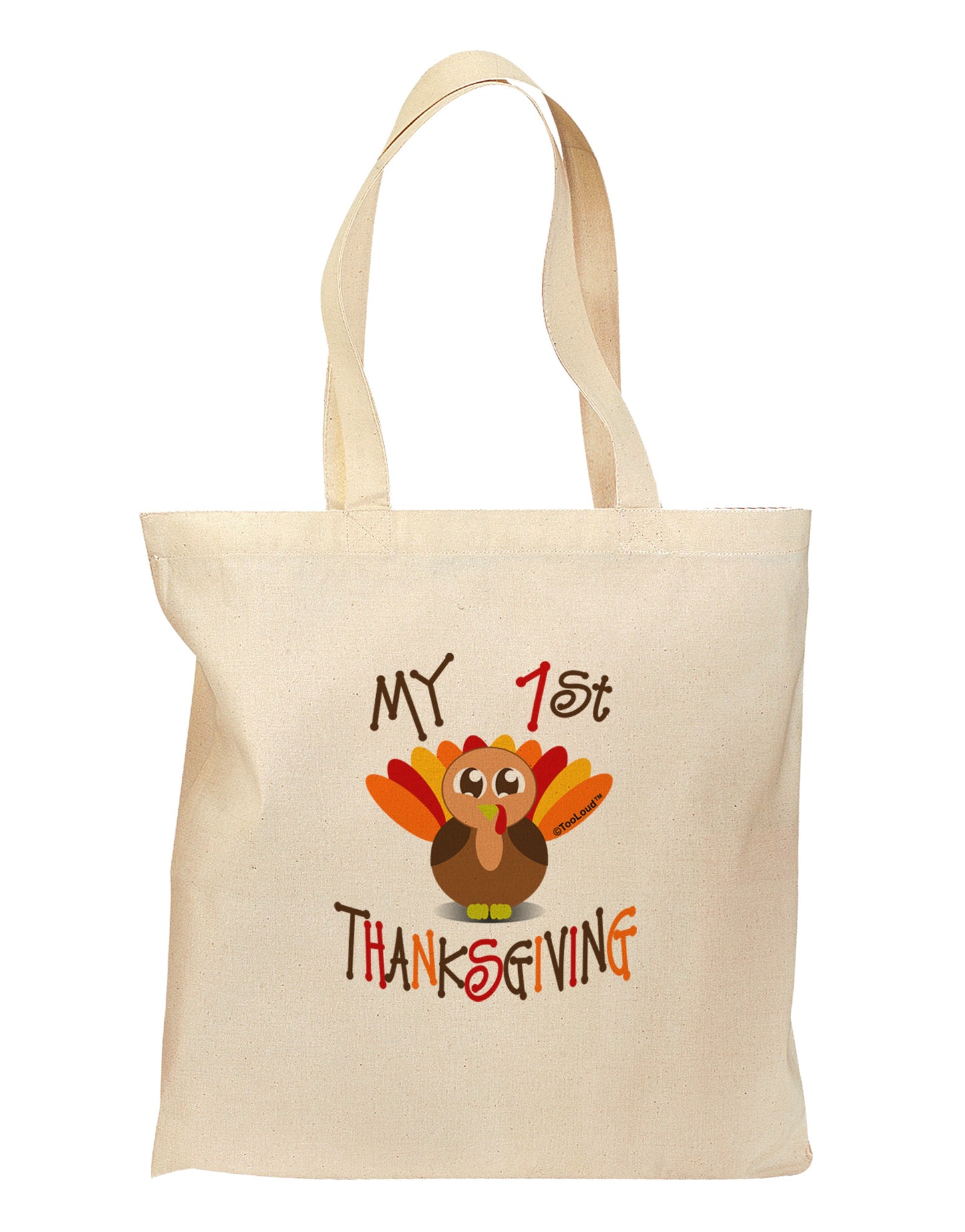 My 1st Thanksgiving Grocery Tote Bag-Grocery Tote-TooLoud-Natural-Medium-Davson Sales