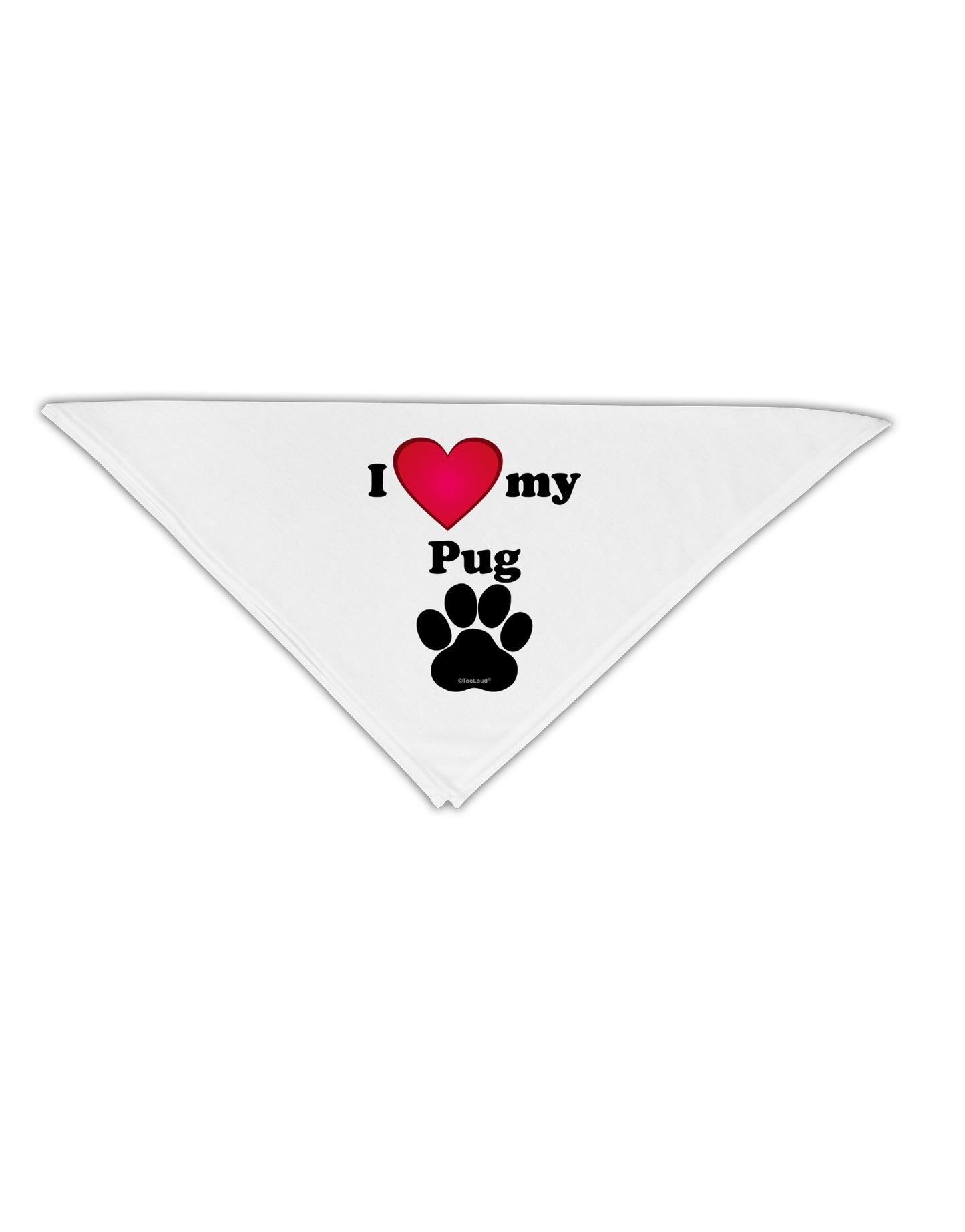 I Heart My Pug Adult 19" Square Bandana by TooLoud-Square Bandanas-TooLoud-White-One-Size-Adult-Davson Sales