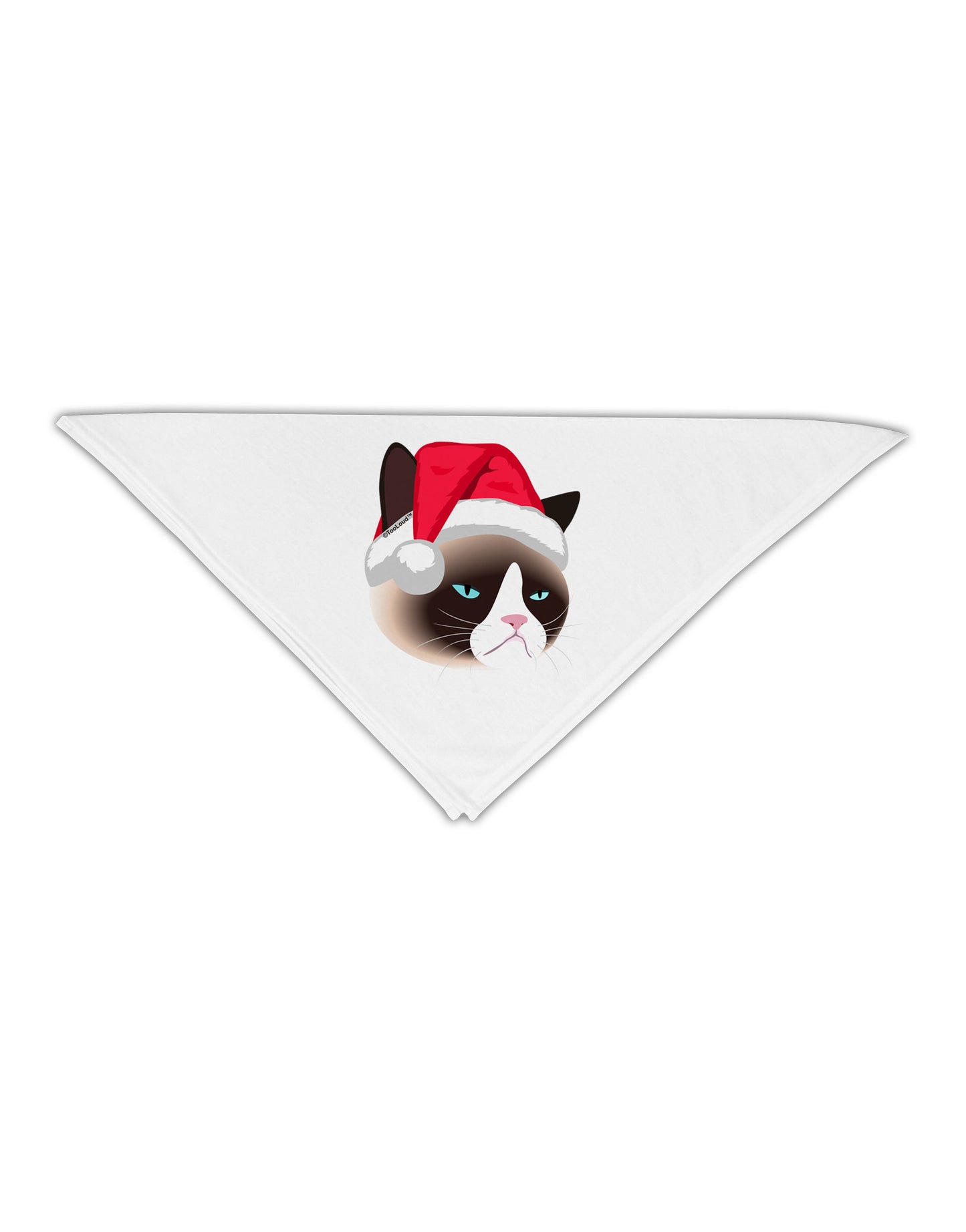 Santa Hat Disgruntled Siamese Cat Adult 19" Square Bandana by-Square Bandanas-TooLoud-White-One-Size-Adult-Davson Sales
