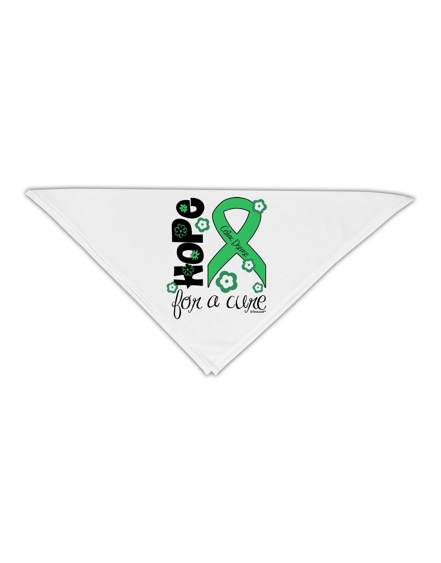 Hope for a Cure - Light Green Ribbon Celiac Disease - Flowers Adult 19" Square Bandana-Square Bandanas-TooLoud-White-One-Size-Adult-Davson Sales