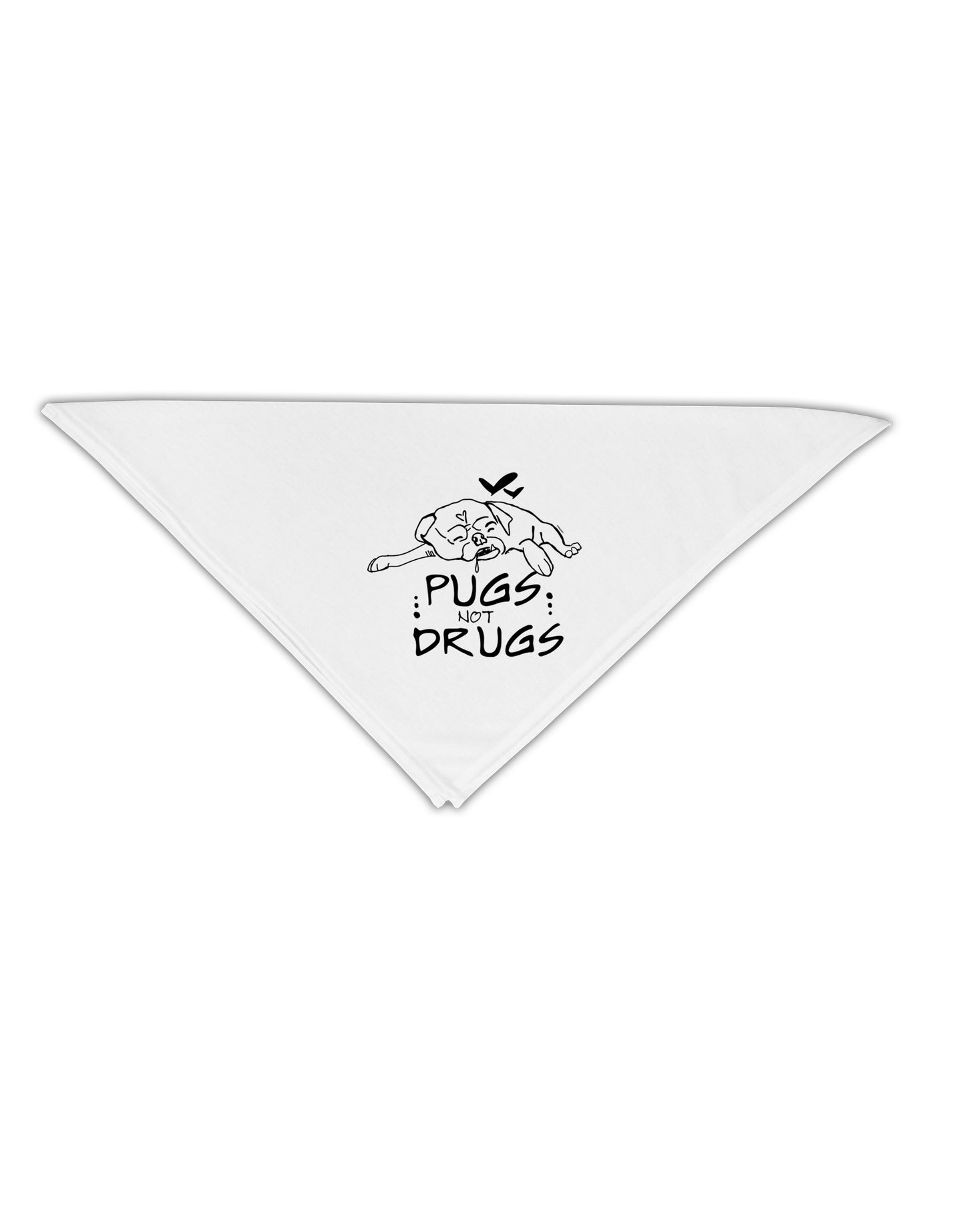 TooLoud Pugs Not Drugs Adult 19 Inch Square Bandana-Bandanas-TooLoud-White-One-Size-Adult-Davson Sales
