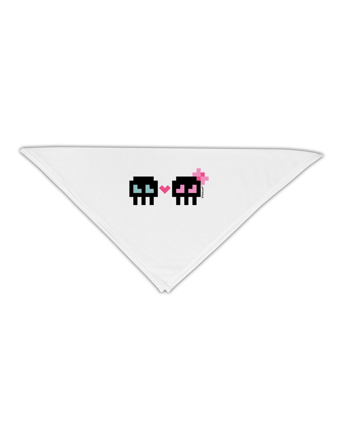 8-Bit Skull Love - Boy and Girl Adult 19" Square Bandana-Square Bandanas-TooLoud-White-One-Size-Adult-Davson Sales