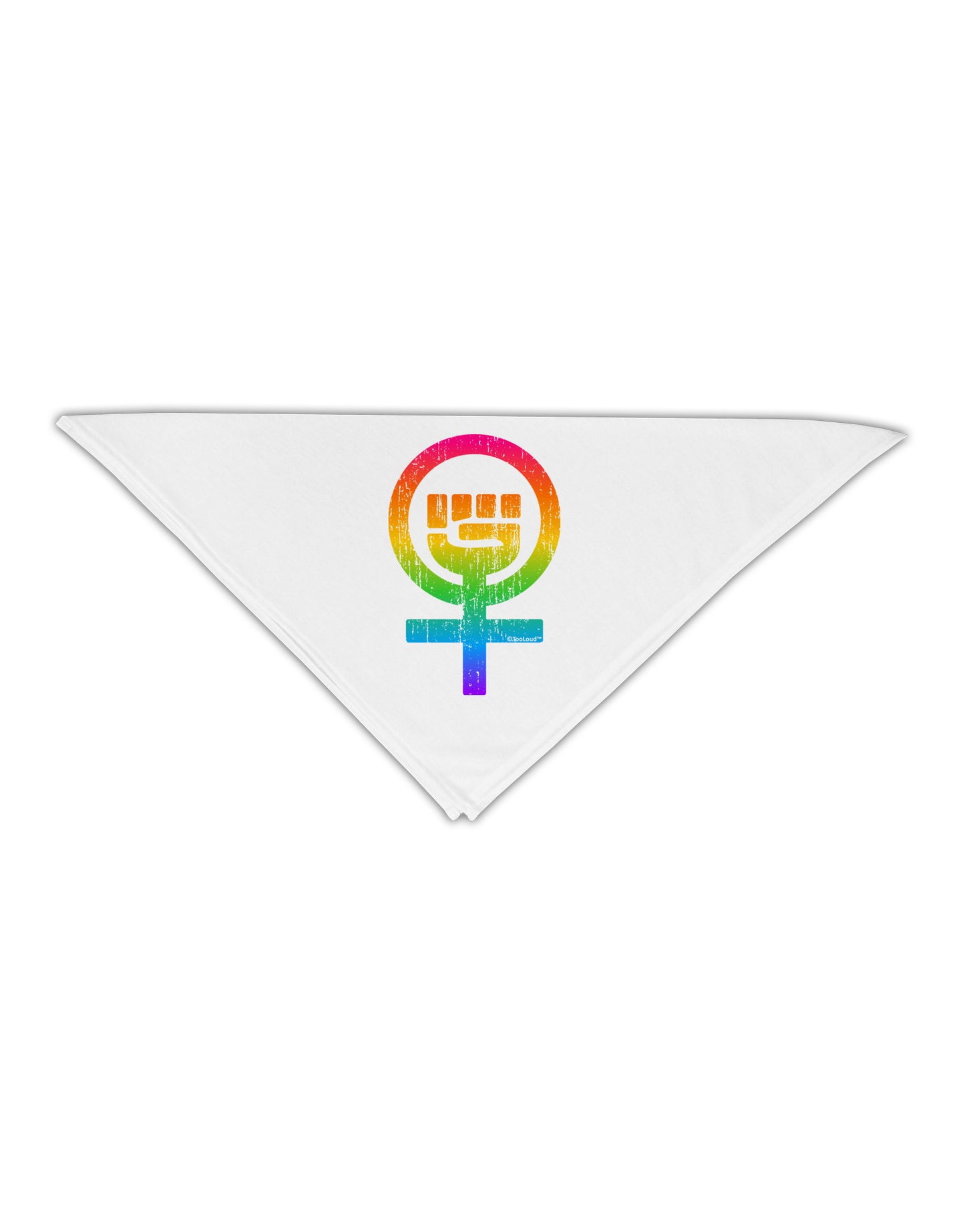 Rainbow Distressed Feminism Symbol Adult 19" Square Bandana-Square Bandanas-TooLoud-White-One-Size-Adult-Davson Sales