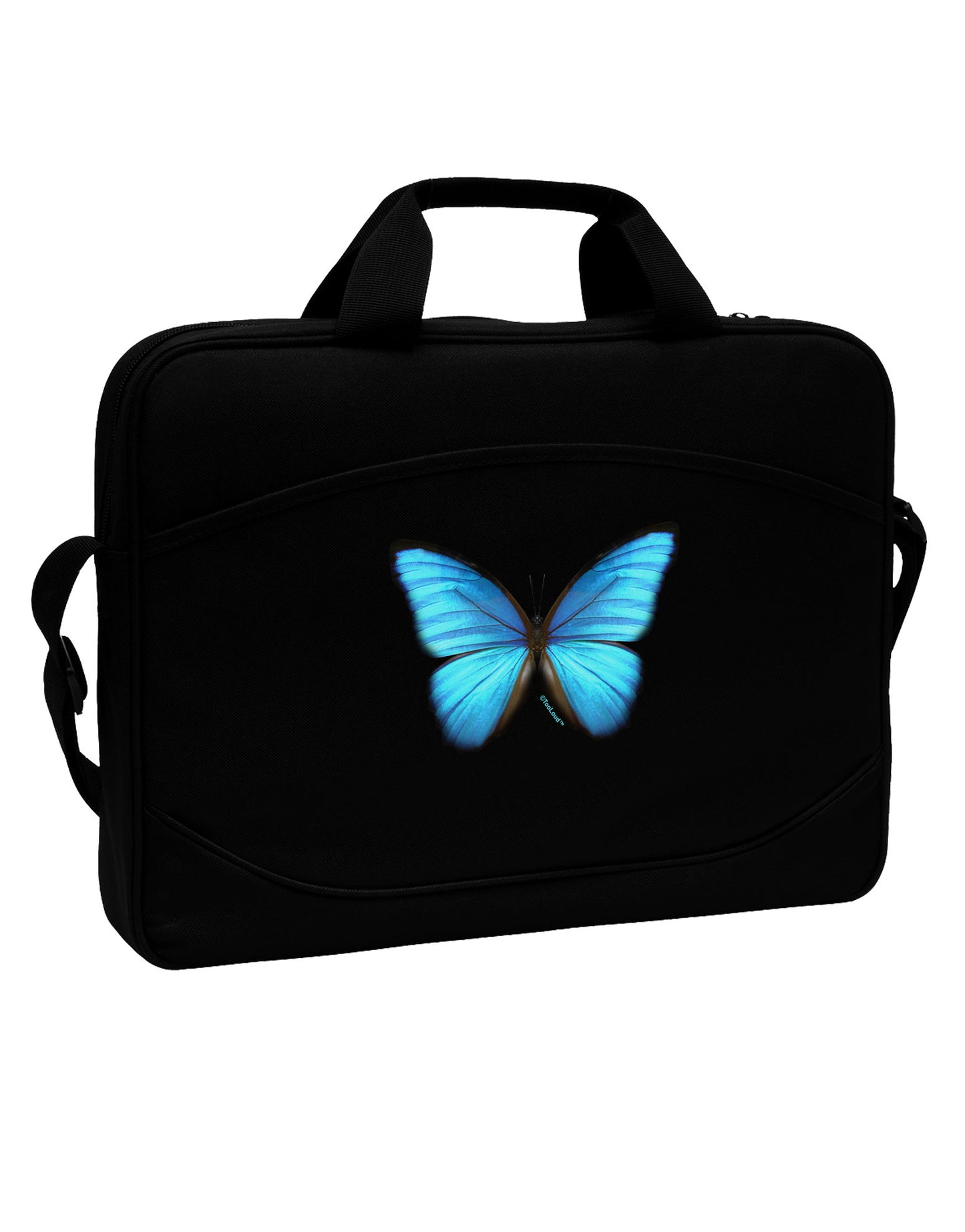 Big Blue Butterfly 15" Dark Laptop / Tablet Case Bag-Laptop / Tablet Case Bag-TooLoud-Black-White-15 Inches-Davson Sales