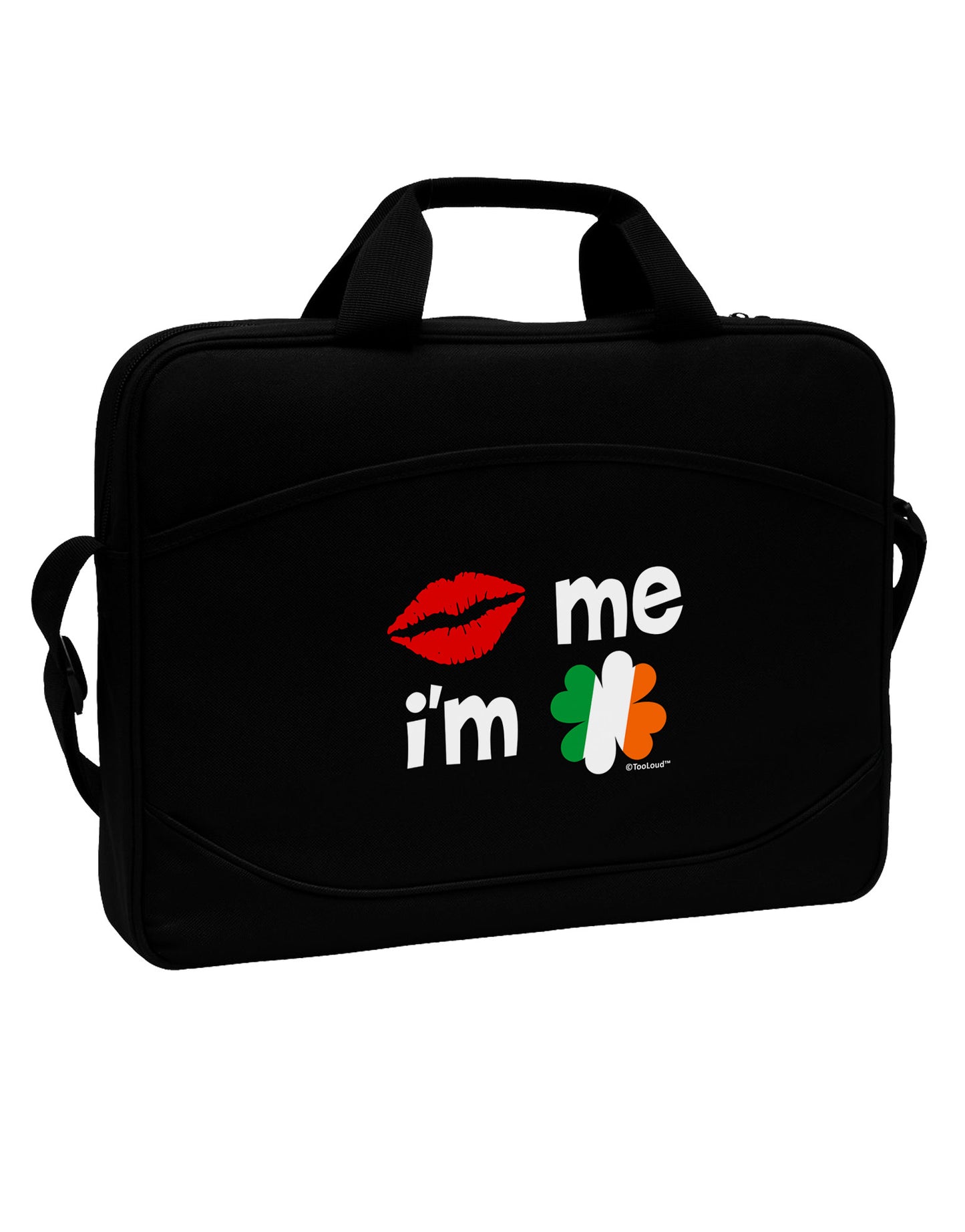 Kiss and Irish Flag Shamrock - Kiss Me I'm Irish 15" Dark Laptop / Tablet Case Bag by TooLoud-Laptop / Tablet Case Bag-TooLoud-Black-Davson Sales