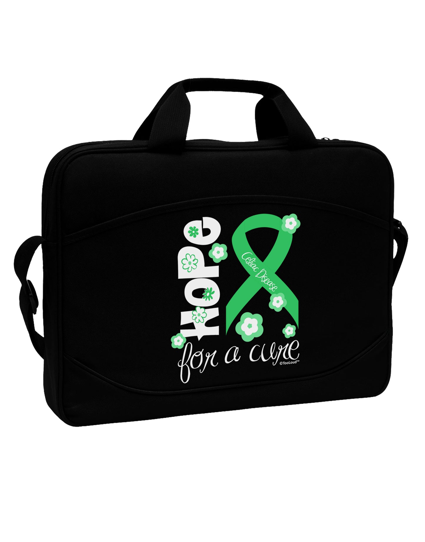 Hope for a Cure - Light Green Ribbon Celiac Disease - Flowers 15" Dark Laptop / Tablet Case Bag by TooLoud-Laptop / Tablet Case Bag-TooLoud-Black-Davson Sales
