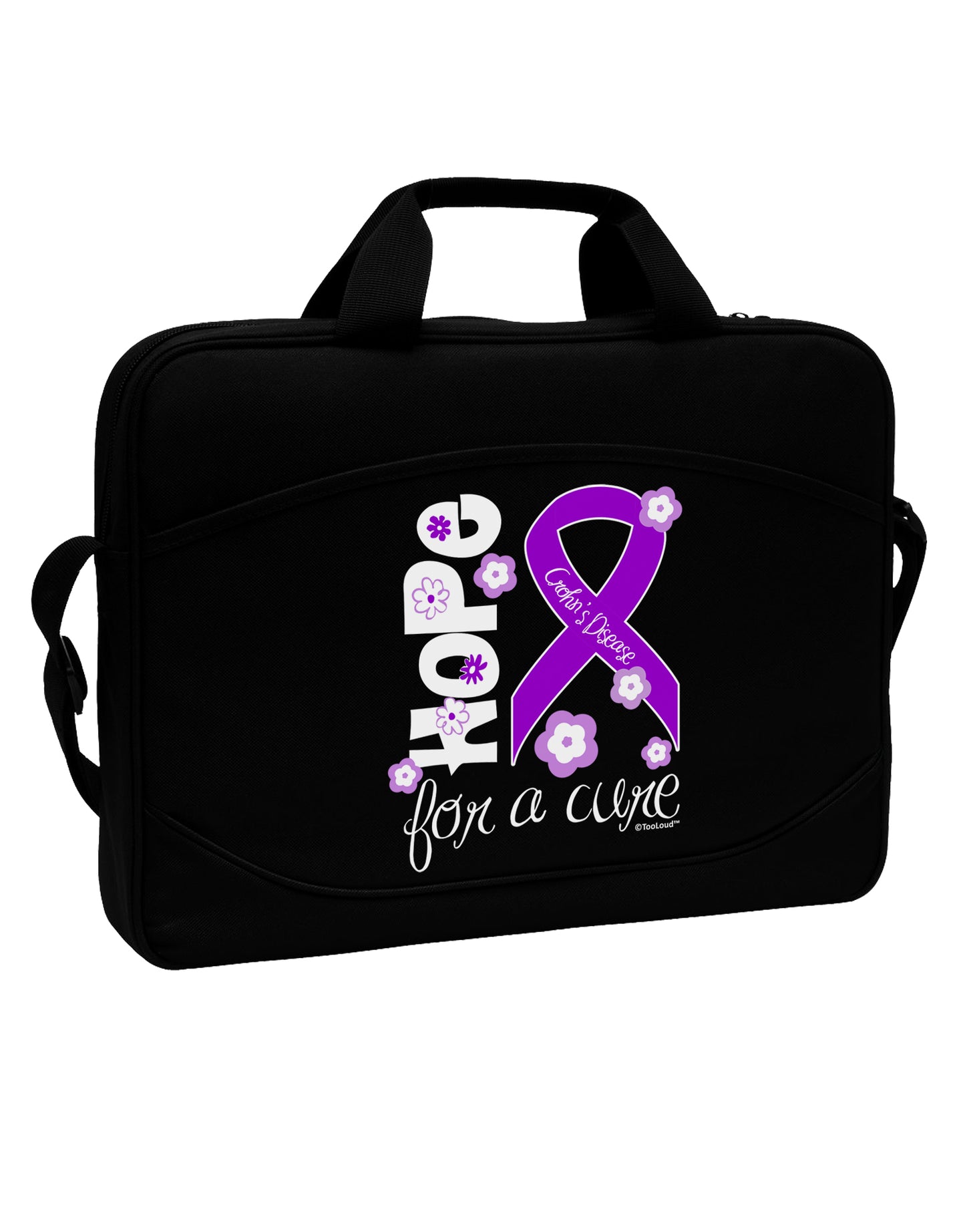 Hope for a Cure - Purple Ribbon Crohn’s Disease - Flowers 15" Dark Laptop / Tablet Case Bag by TooLoud-Laptop / Tablet Case Bag-TooLoud-Black-Davson Sales