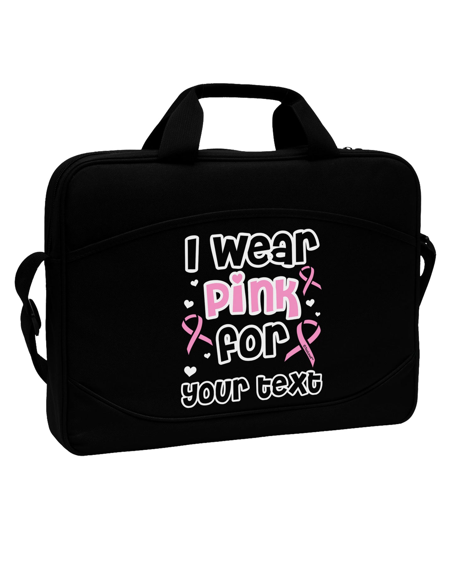 Personalized I Wear Pink for -Name- Breast Cancer Awareness 15" Dark Laptop / Tablet Case Bag by TooLoud-Laptop / Tablet Case Bag-TooLoud-Black-Davson Sales