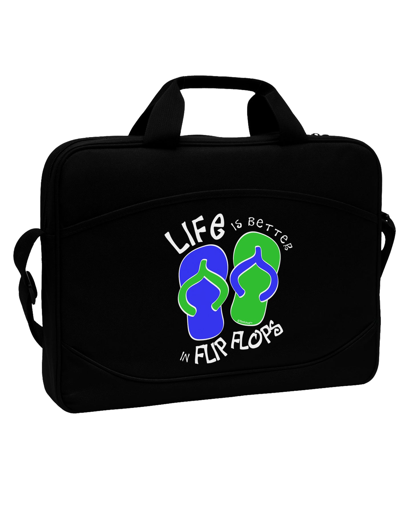 Life is Better in Flip Flops - Blue and Green 15" Dark Laptop / Tablet Case Bag by TooLoud-Laptop / Tablet Case Bag-TooLoud-Black-Davson Sales