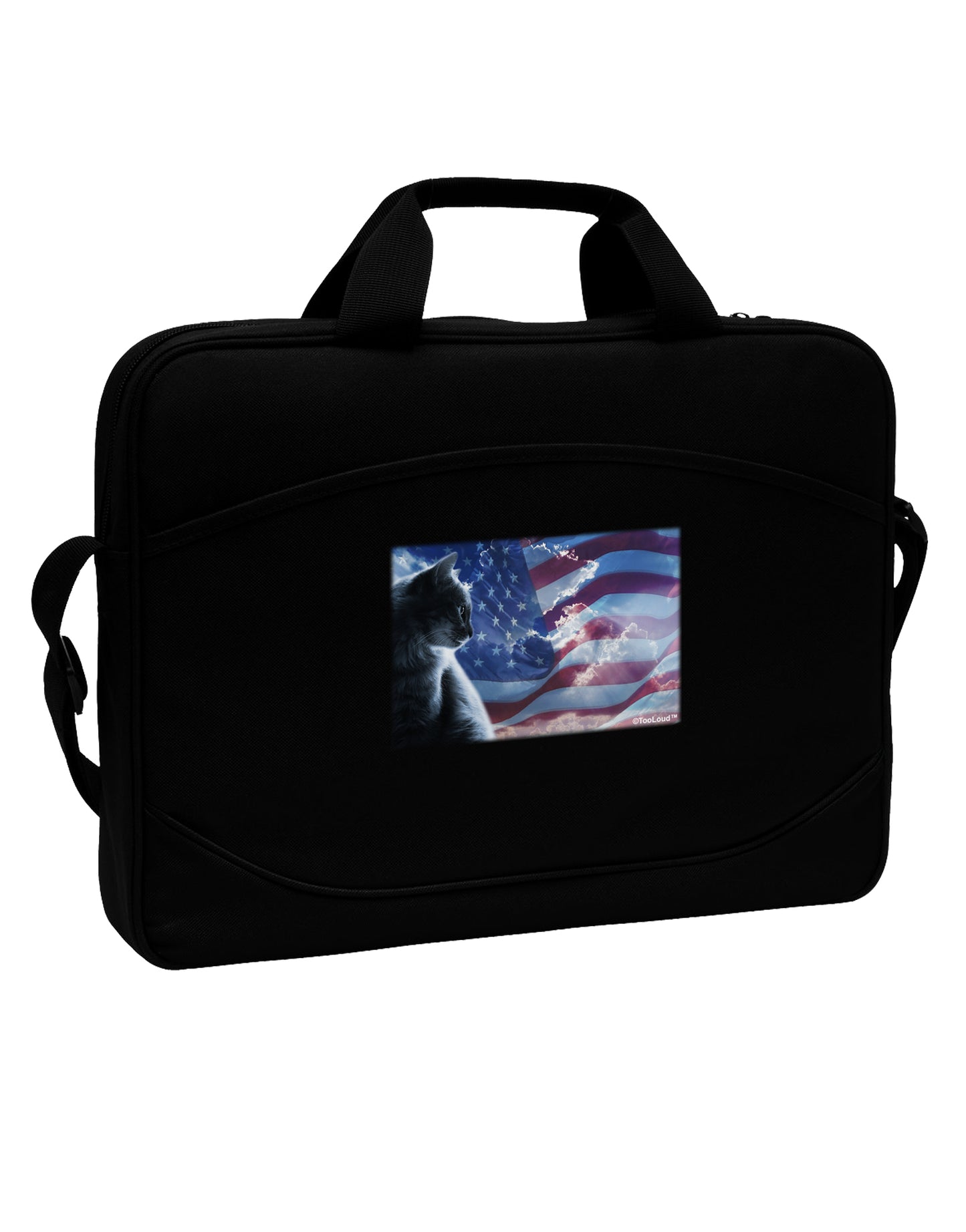 All American Cat 15" Dark Laptop / Tablet Case Bag by TooLoud-Laptop / Tablet Case Bag-TooLoud-Black-Davson Sales