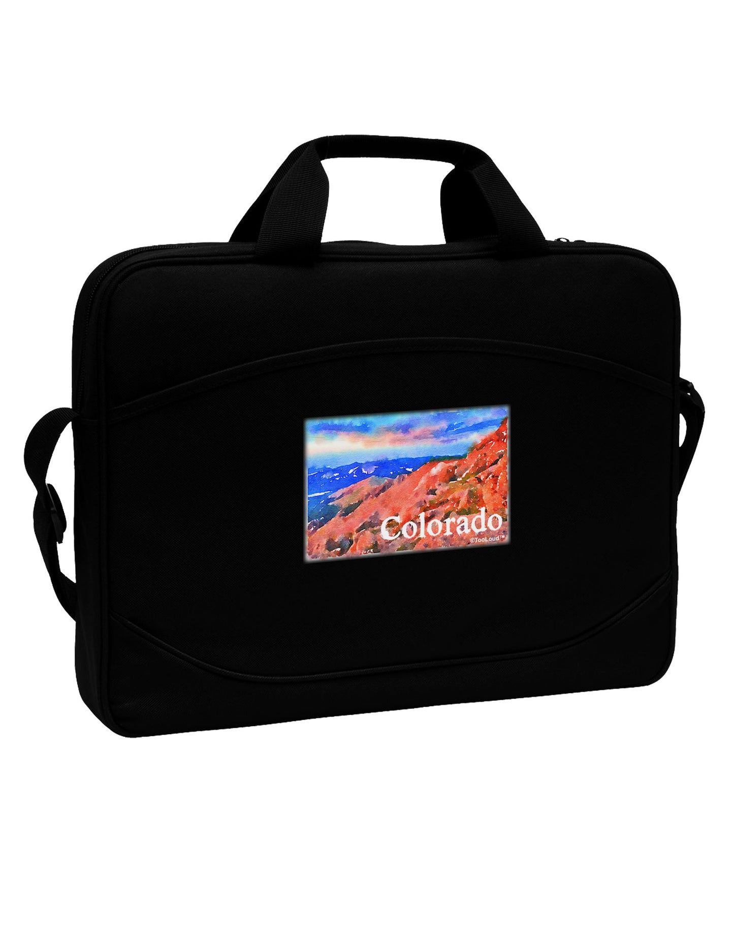 Colorado Mtn Sunset Soaked WaterColor 15" Dark Laptop / Tablet Case Bag-Laptop / Tablet Case Bag-TooLoud-Black-White-Davson Sales