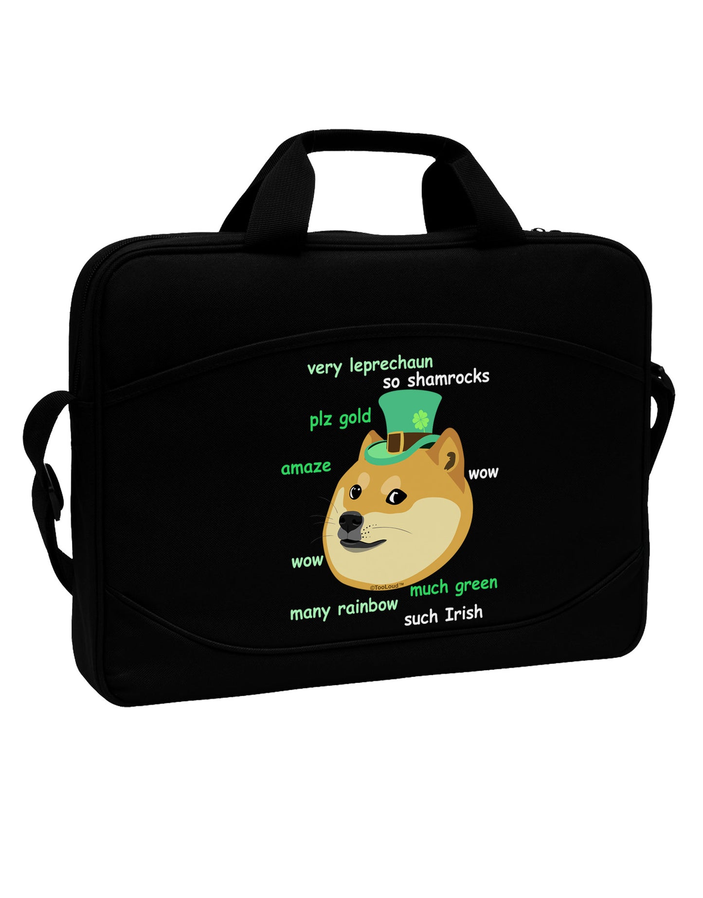 St Patricks Day Leprechaun Doge 15" Dark Laptop / Tablet Case Bag-Laptop / Tablet Case Bag-TooLoud-Black-White-15 Inches-Davson Sales