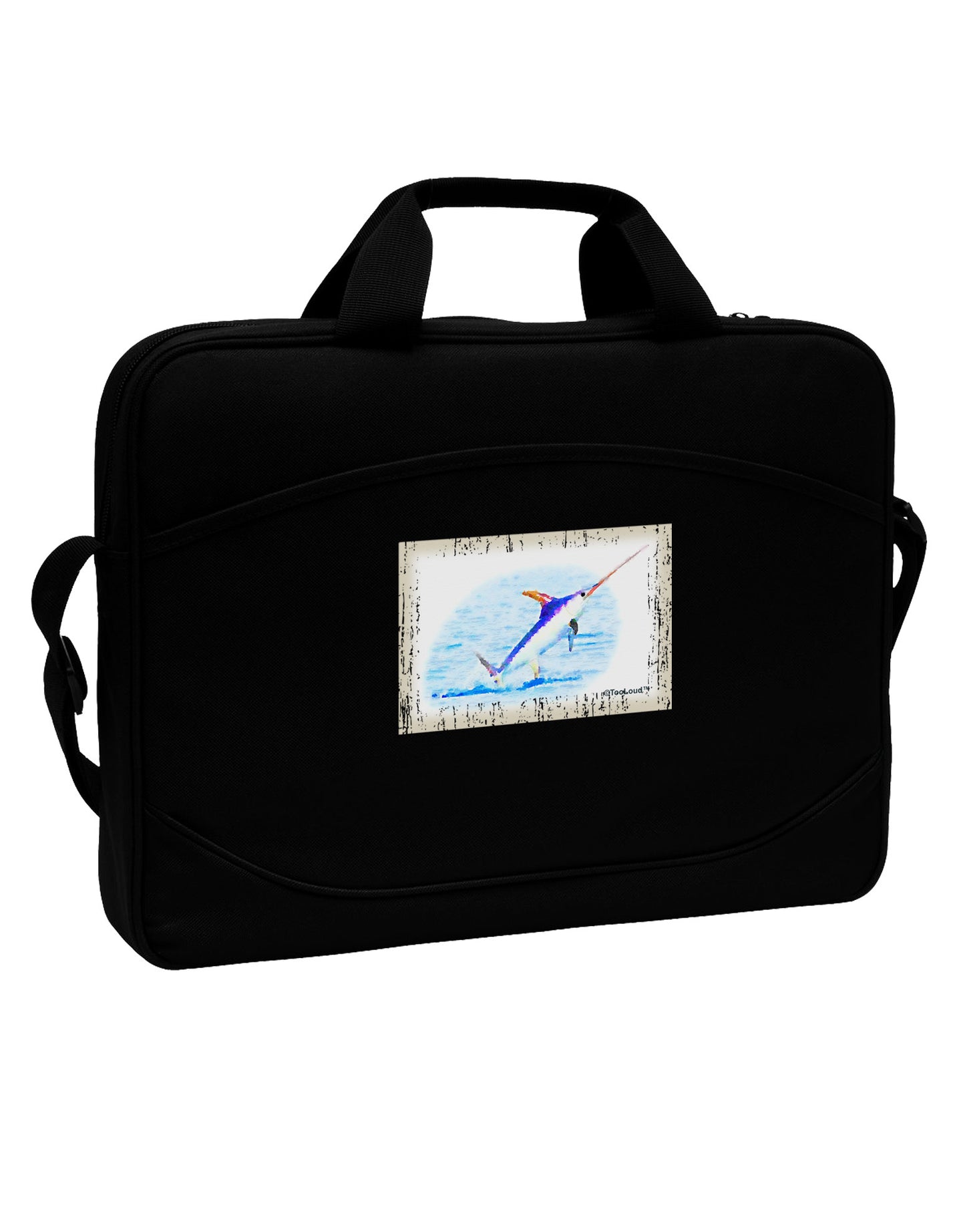 Swordfish Watercolor 15" Dark Laptop / Tablet Case Bag-Laptop / Tablet Case Bag-TooLoud-Black-White-Davson Sales