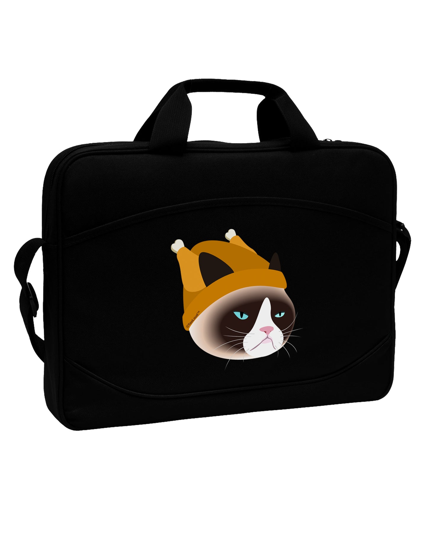 Disgruntled Cat Wearing Turkey Hat 15" Dark Laptop / Tablet Case Bag by TooLoud-Laptop / Tablet Case Bag-TooLoud-Black-White-Davson Sales