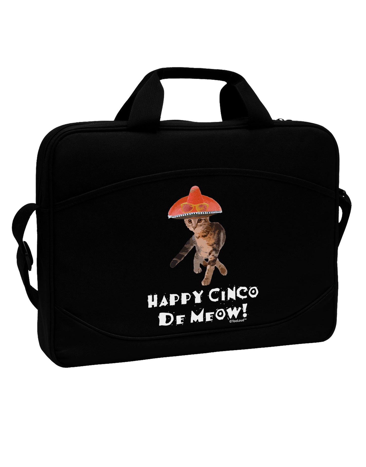 Cat with Pink Sombrero - Happy Cinco de Meow 15" Dark Laptop / Tablet Case Bag by TooLoud-Laptop / Tablet Case Bag-TooLoud-Black-Davson Sales