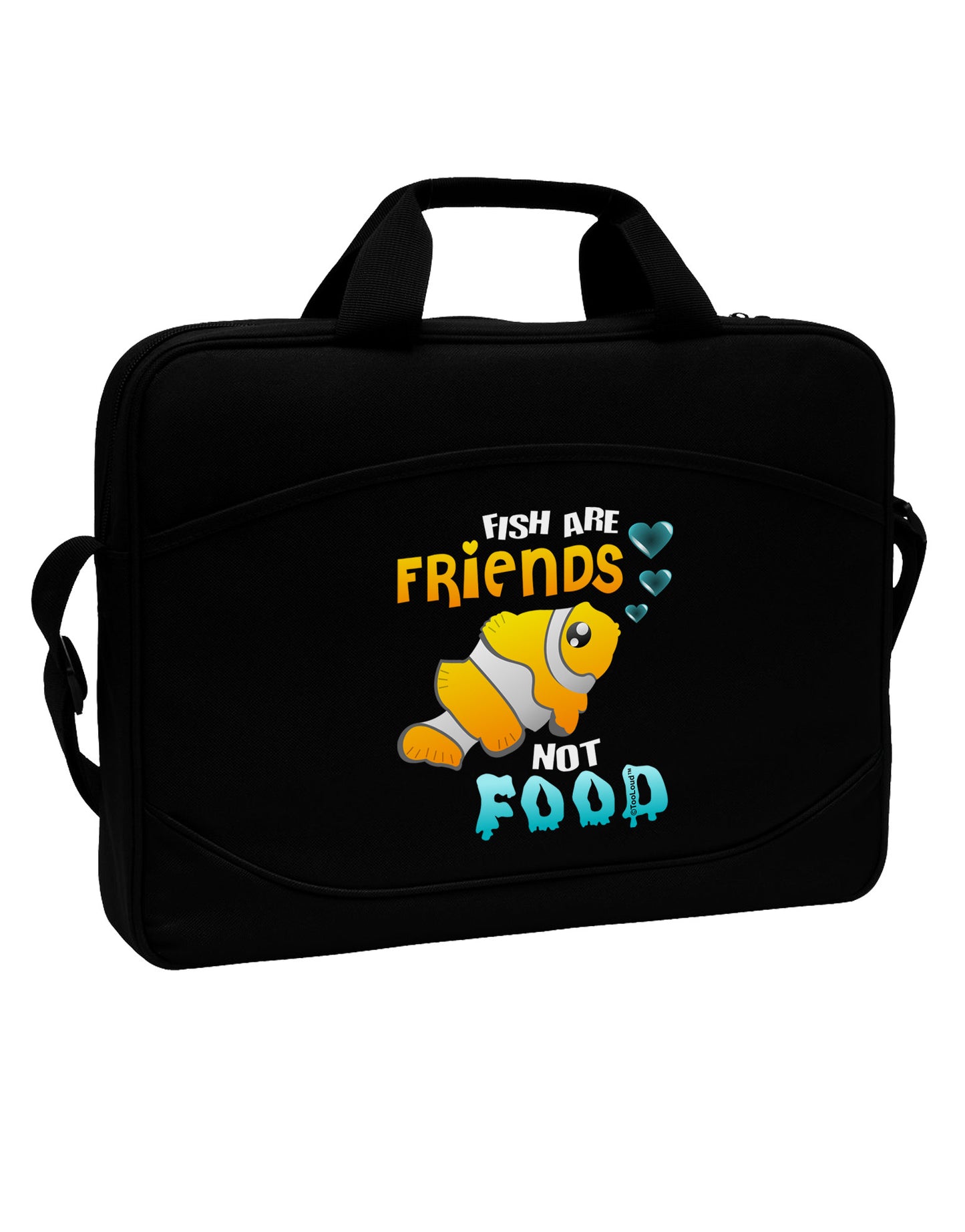 Fish Are Friends Not Food 15" Dark Laptop / Tablet Case Bag-Laptop / Tablet Case Bag-TooLoud-Black-White-15 Inches-Davson Sales
