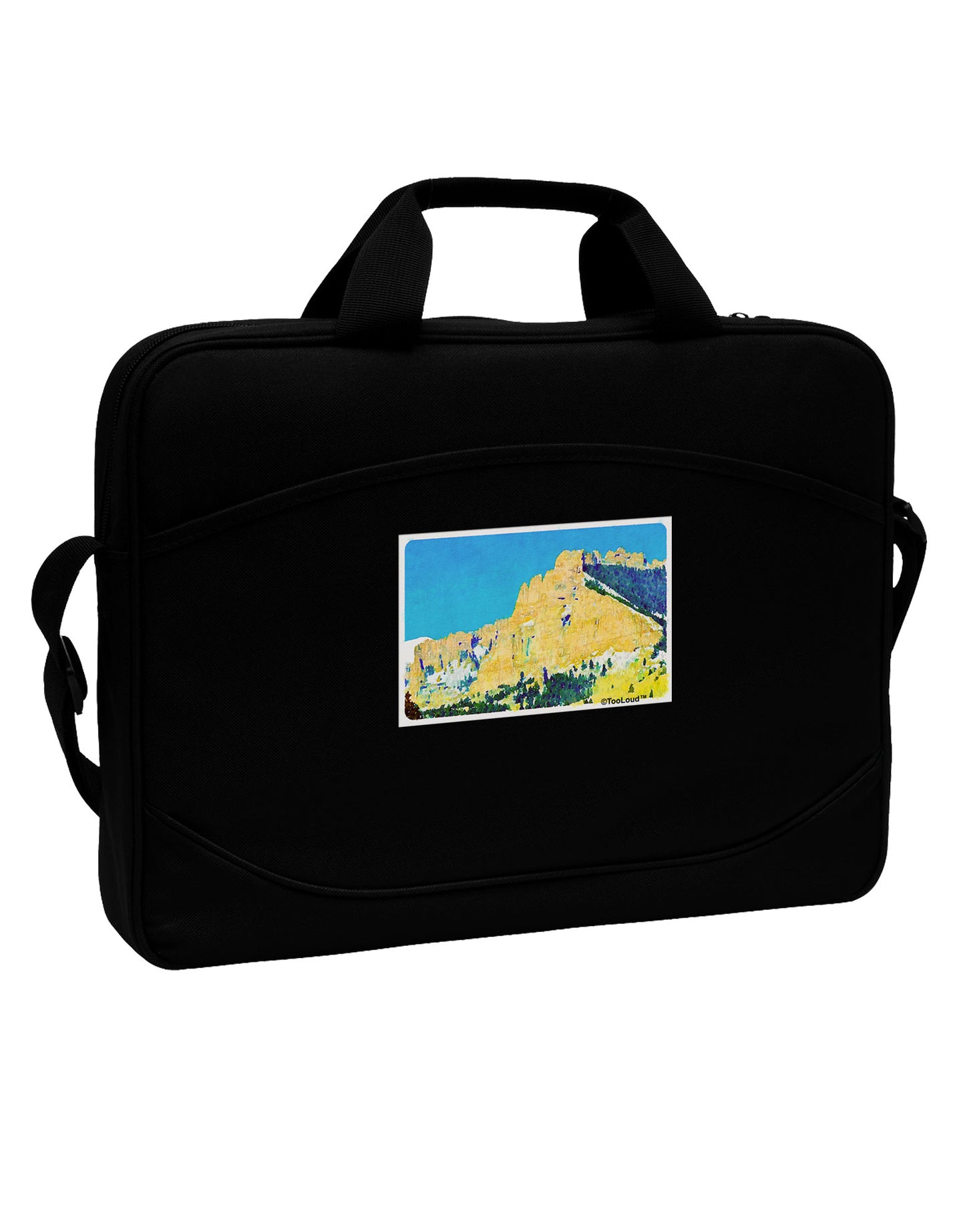 Colorado Snowy Mtns WaterColor 15" Dark Laptop / Tablet Case Bag-Laptop / Tablet Case Bag-TooLoud-Black-White-Davson Sales