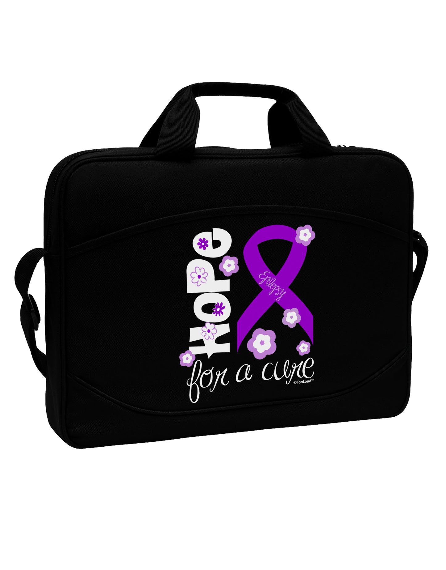 Hope for a Cure - Purple Ribbon Epilepsy - Flowers 15" Dark Laptop / Tablet Case Bag by TooLoud-Laptop / Tablet Case Bag-TooLoud-Black-Davson Sales