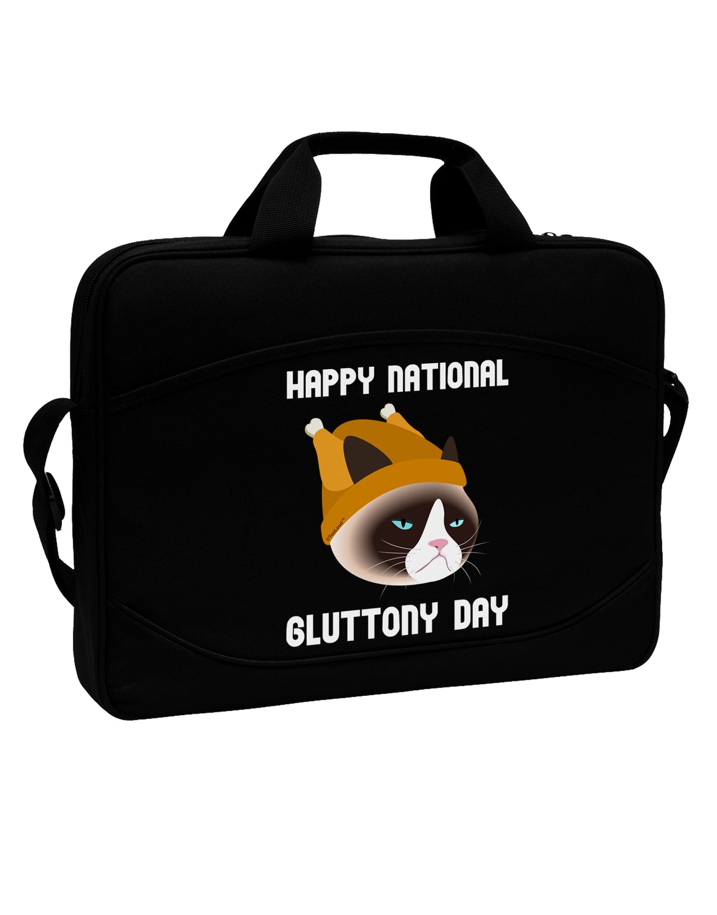 Gluttony Day Disgruntled Cat 15" Dark Laptop / Tablet Case Bag by TooLoud-Laptop / Tablet Case Bag-TooLoud-Black-White-Davson Sales