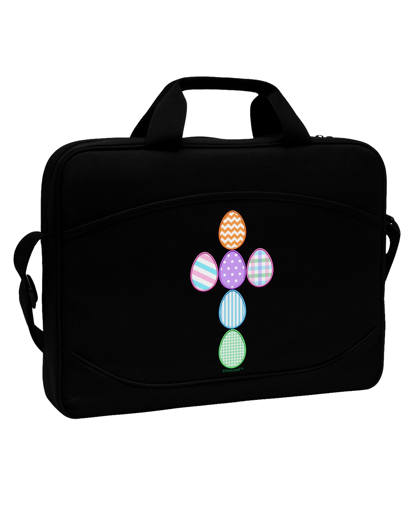 Easter Egg Cross Faux Applique 15" Dark Laptop / Tablet Case Bag-Laptop / Tablet Case Bag-TooLoud-Black-White-15 Inches-Davson Sales
