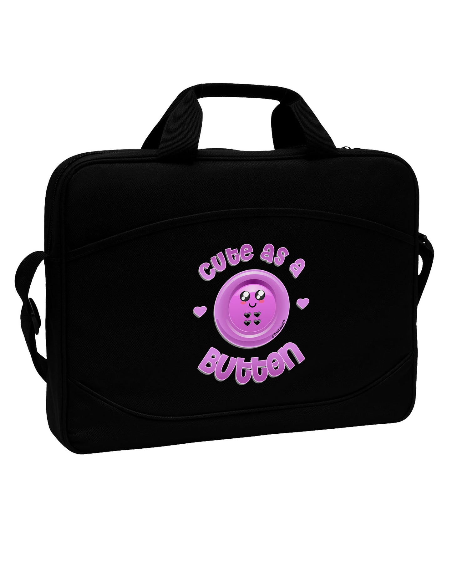 Cute As A Button Smiley Face 15" Dark Laptop / Tablet Case Bag-Laptop / Tablet Case Bag-TooLoud-Black-White-15 Inches-Davson Sales