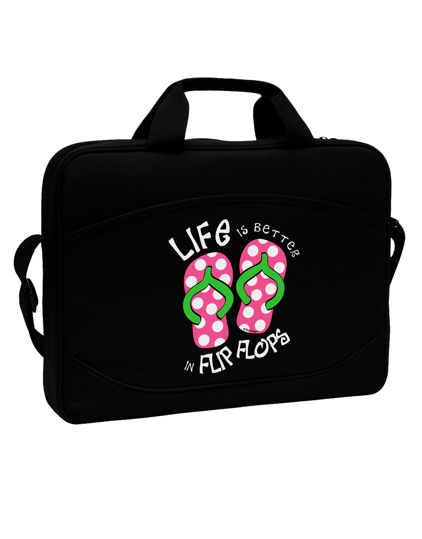 Life is Better in Flip Flops - Pink and Green 15" Dark Laptop / Tablet Case Bag by TooLoud-Laptop / Tablet Case Bag-TooLoud-Black-Davson Sales