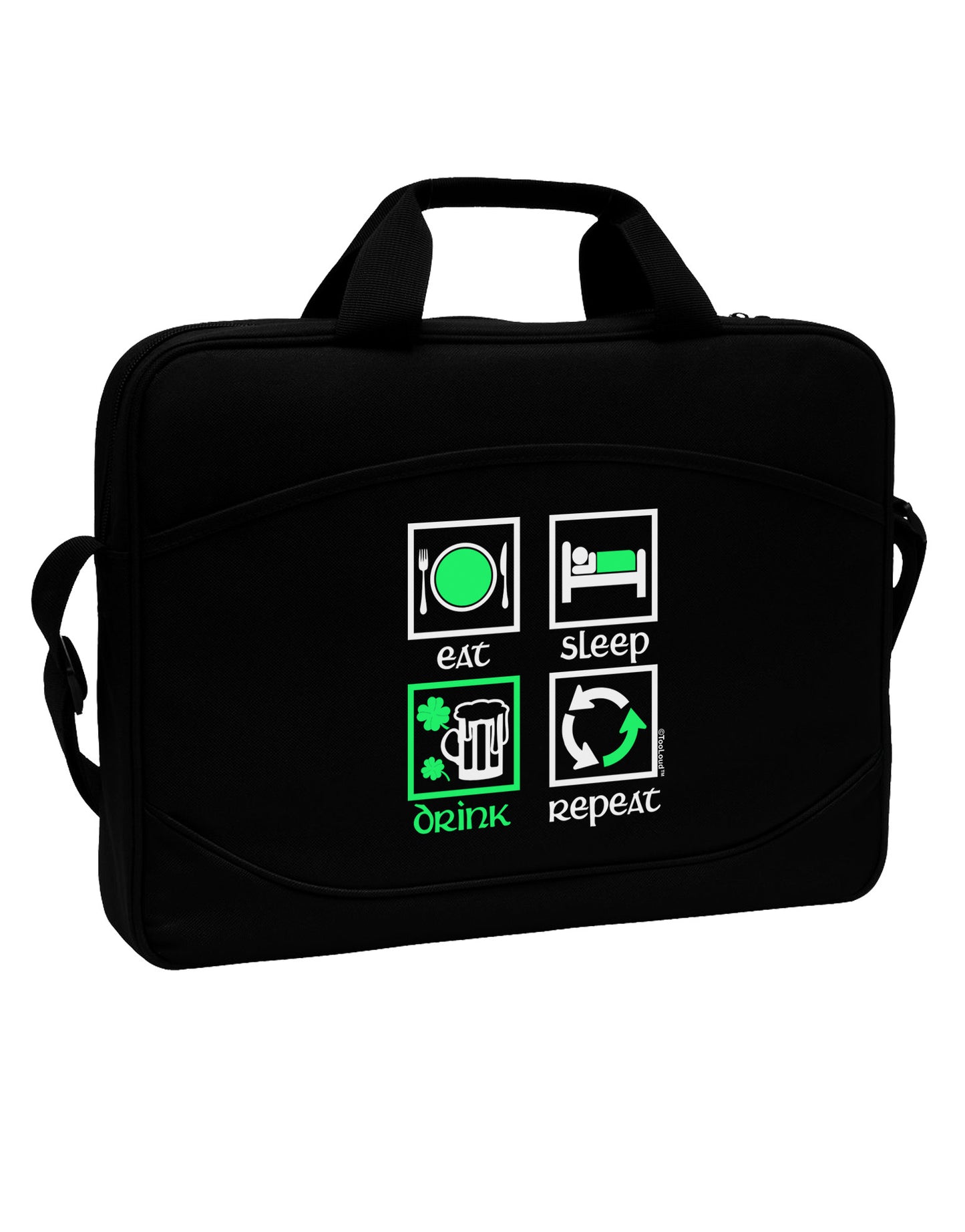 Eat Sleep Drink Green Beer Repeat 15" Dark Laptop / Tablet Case Bag-Laptop / Tablet Case Bag-TooLoud-Black-White-15 Inches-Davson Sales